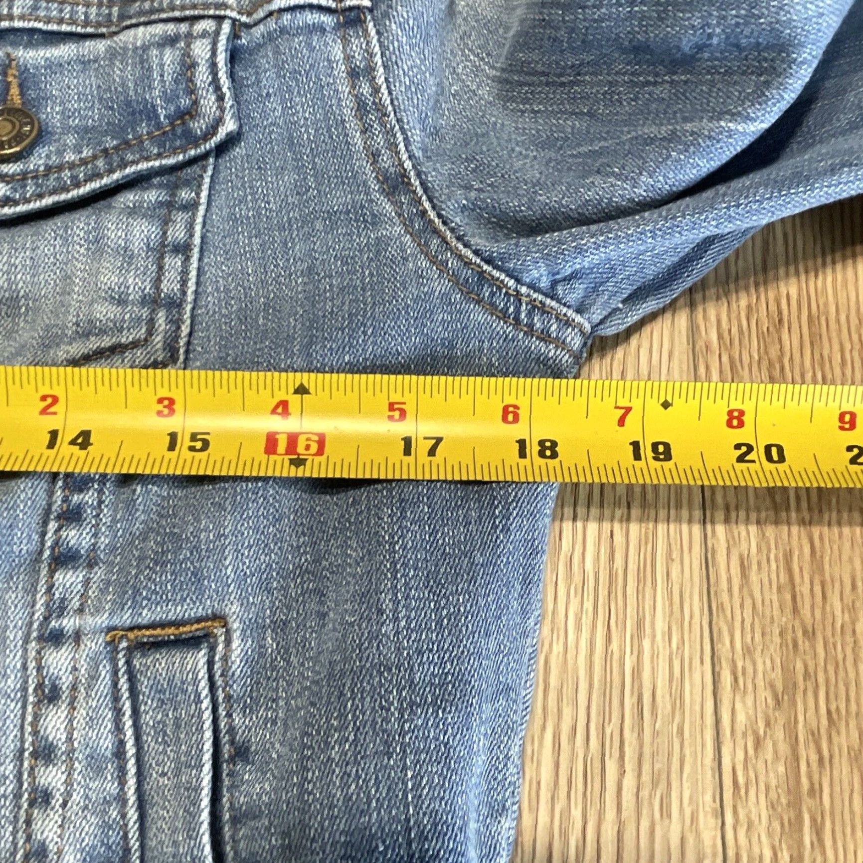 Denime VINTAGE I LOVE H81 Denim Jacket Womens L Medium Blue Jean Cropped Trucker Fall Spring Winter Size 36" / US 14 / IT 50 - 7 Thumbnail