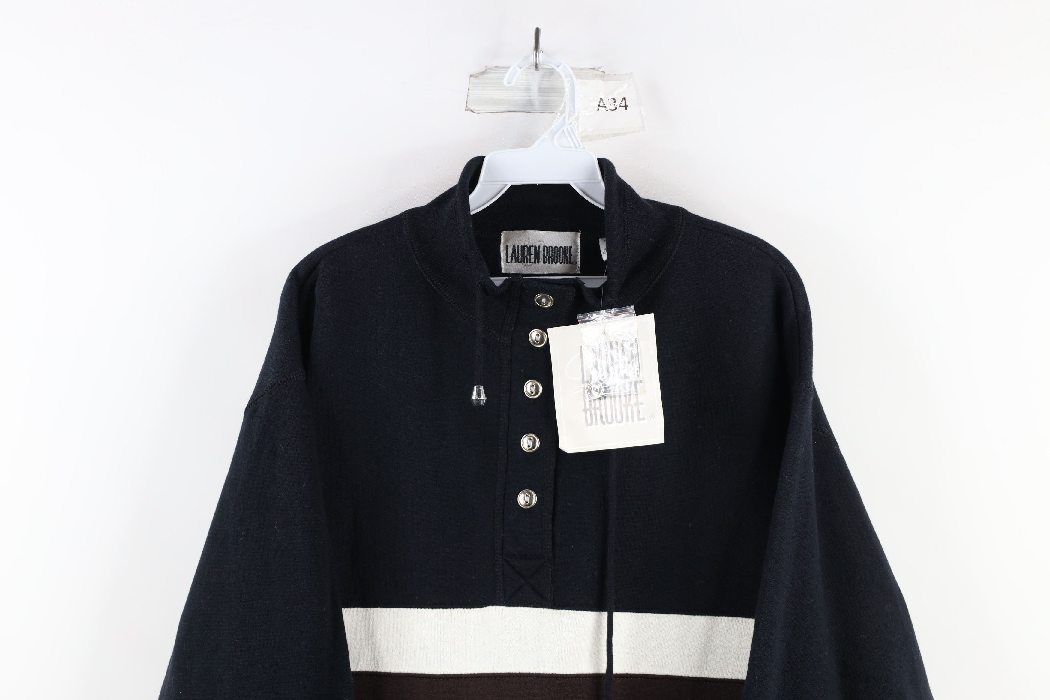 Vintage Deadstock Vintage 90s Streetwear Block Henley Sweatshirt Size L / US 10 / IT 46 - 2 Thumbnail