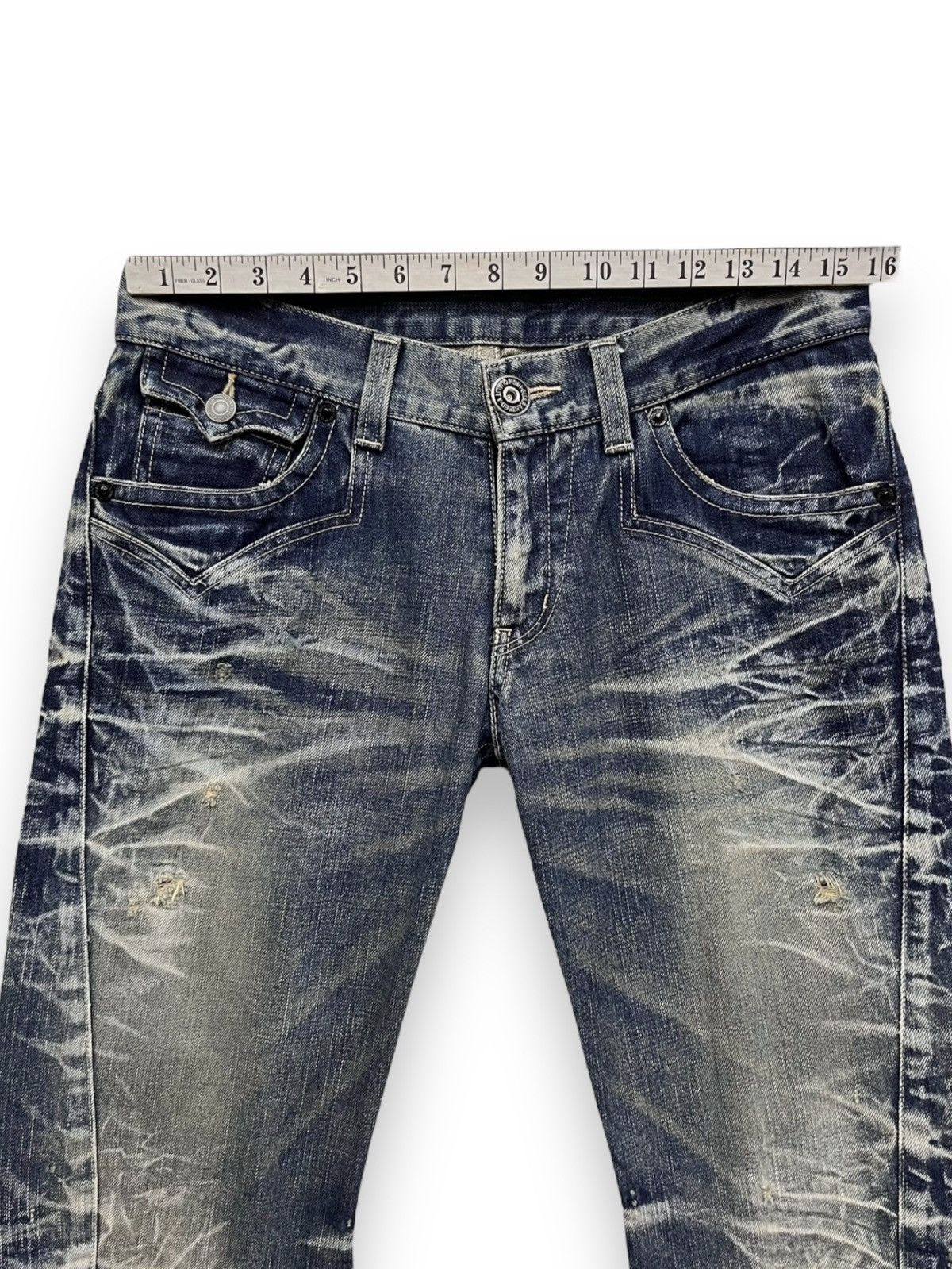 BIGI 🔥Vtg RATTLE TRAP Acid Mud Wash Distressed Punk Flare Denim Size US 31 - 13 Thumbnail
