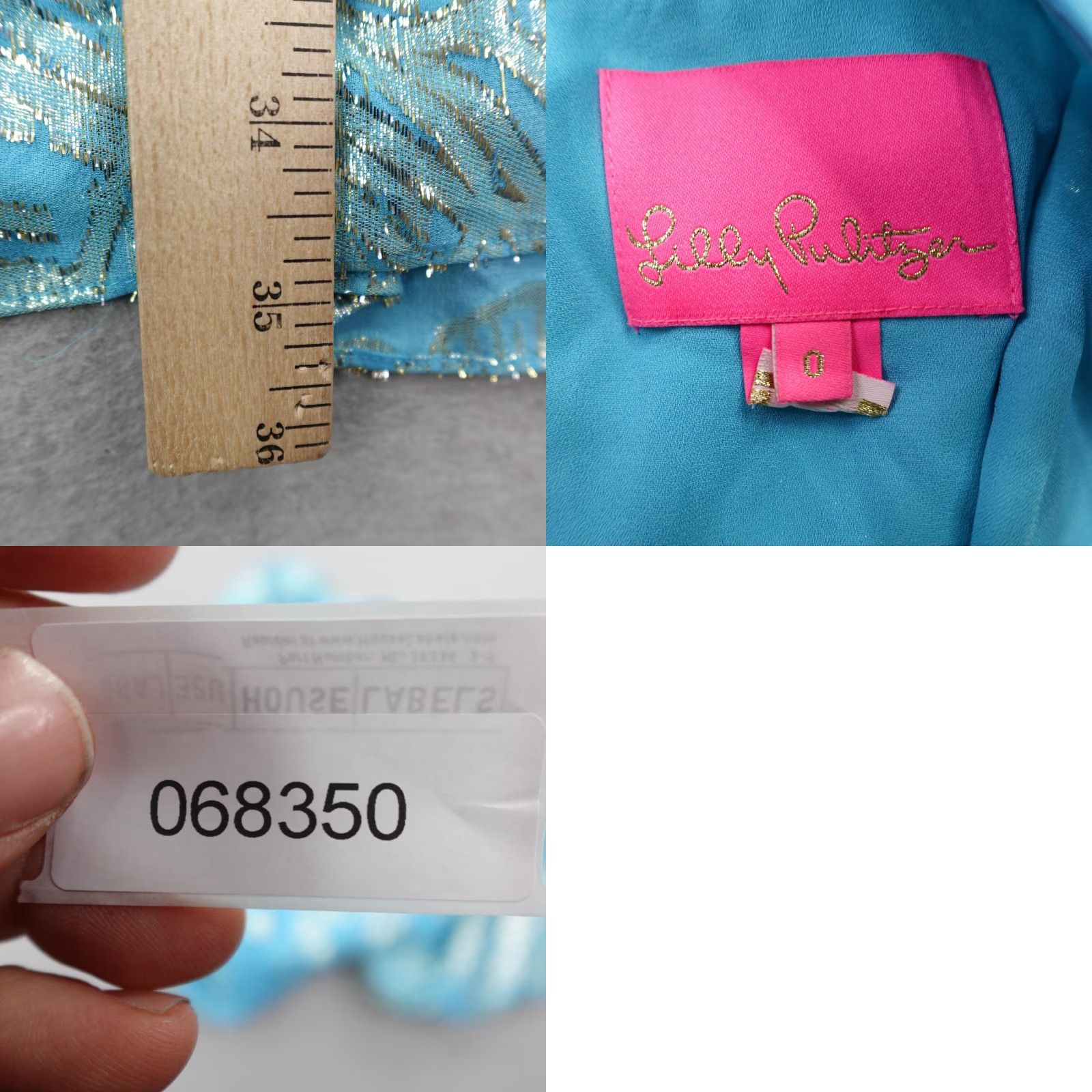 Lilly Pulitzer Lilly Pulitzer Dress Womens 0 Blue Joella Metallic Silk Balloon Sleeve Fit Flare Size XS / US 0-2 / IT 36-38 - 8 Thumbnail