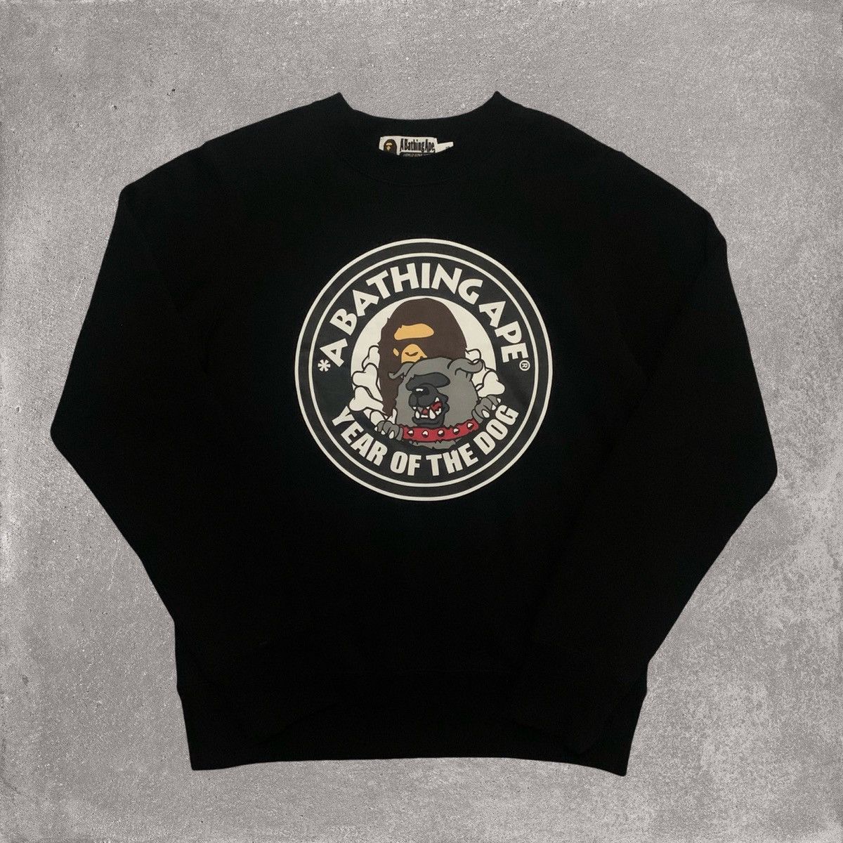 image of Bape Small Year Of The Dog Black Sweatshirt Crewneck, Men's