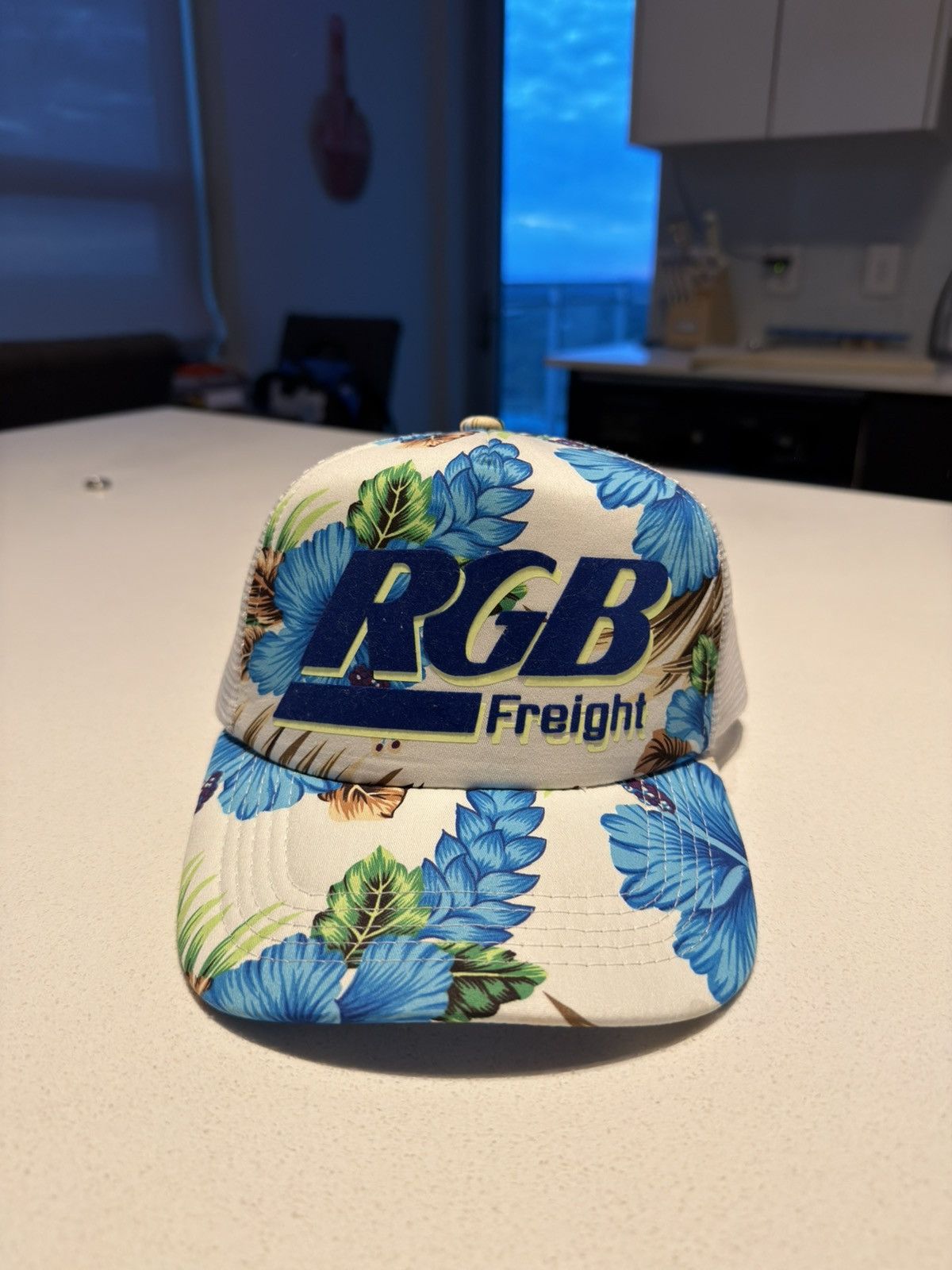 RGB Freight RGB Freight White Blue Flowers Trucker Hat Size ONE SIZE - 1 Thumbnail