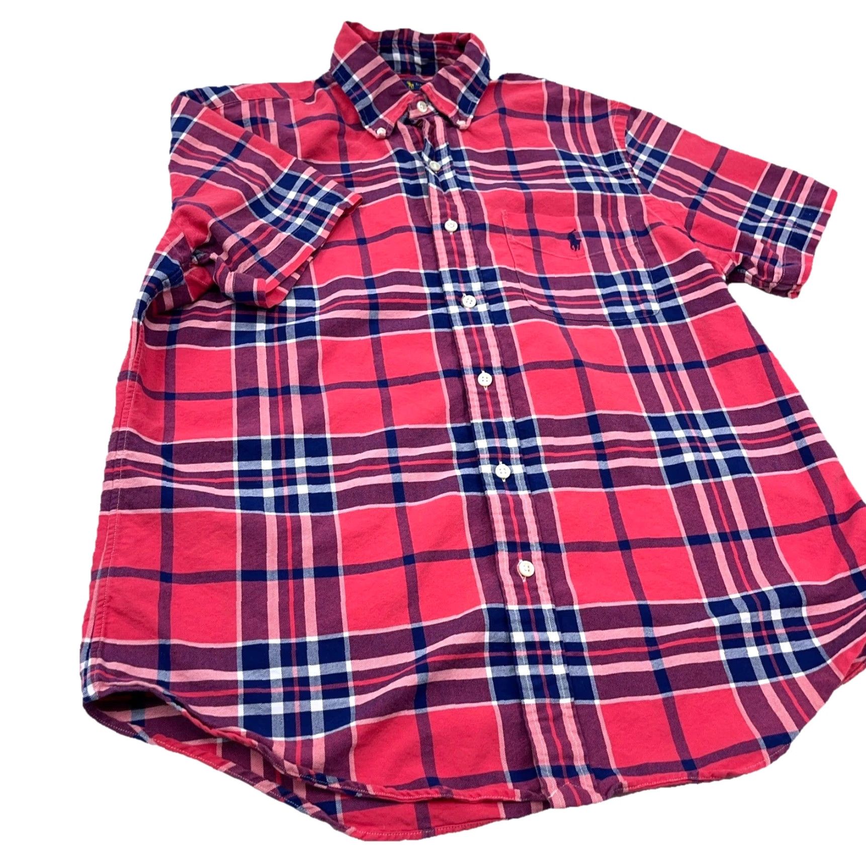 Ralph Lauren Ralph Lauren Shirt Men M Pink Plaid Button-Up Short Sleeve Cotton Button-Down Size US M / EU 48-50 / 2 - 5 Thumbnail