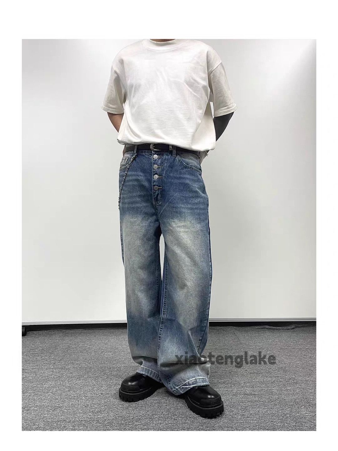 Jean × Vintage Unisex washed faded loose baggy y2k hiphop jeans Size US 32 / EU 48 - 7 Thumbnail