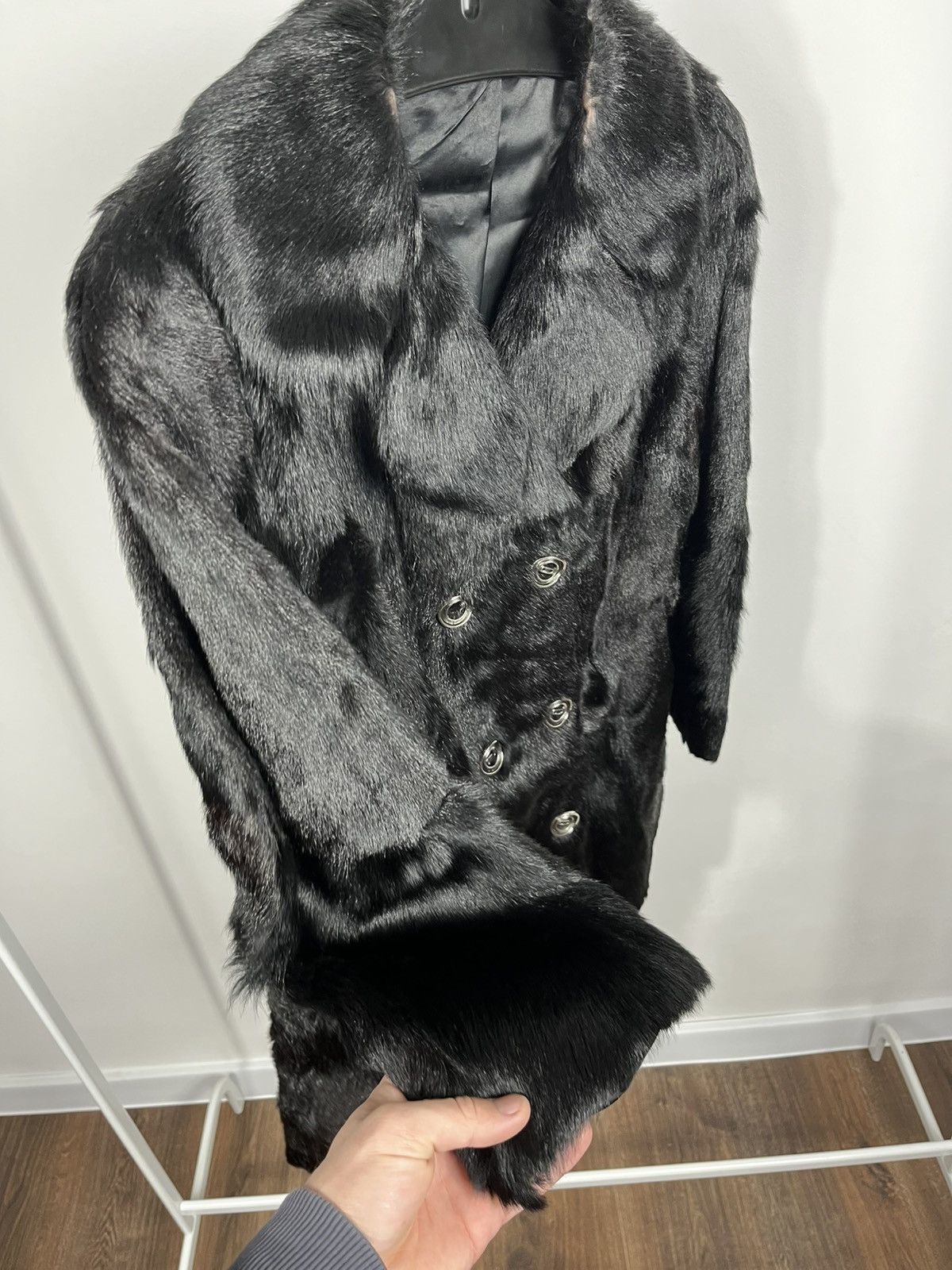Other Vintage Black Real Fur Coat Multi Button Jacket Winter Size S / US 4 / IT 40 - 5 Thumbnail