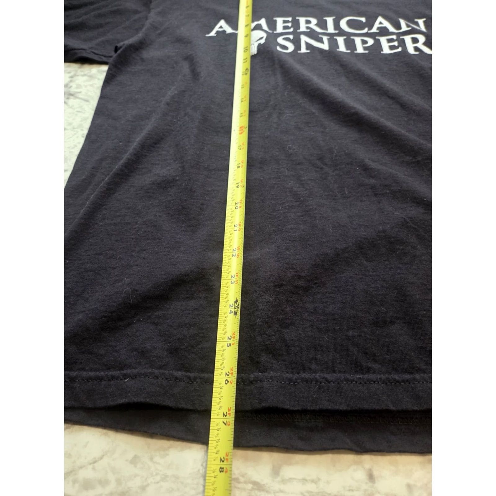 Vintage American Sniper T Shirt Mens Large Black Short Sleeve Skull Graphic Chris Kyle Bayside Gildan Softstyle Size US L / EU 52-54 / 3 - 6 Thumbnail