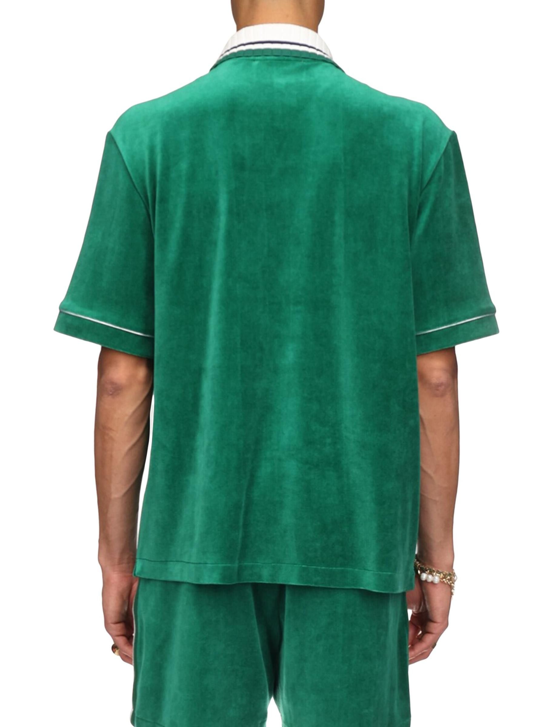 Casablanca os11x0725 Cotton-Blend Velour Short-Sleeve Shirt Evergreen Size US XL / EU 56 / 4 - 5 Thumbnail