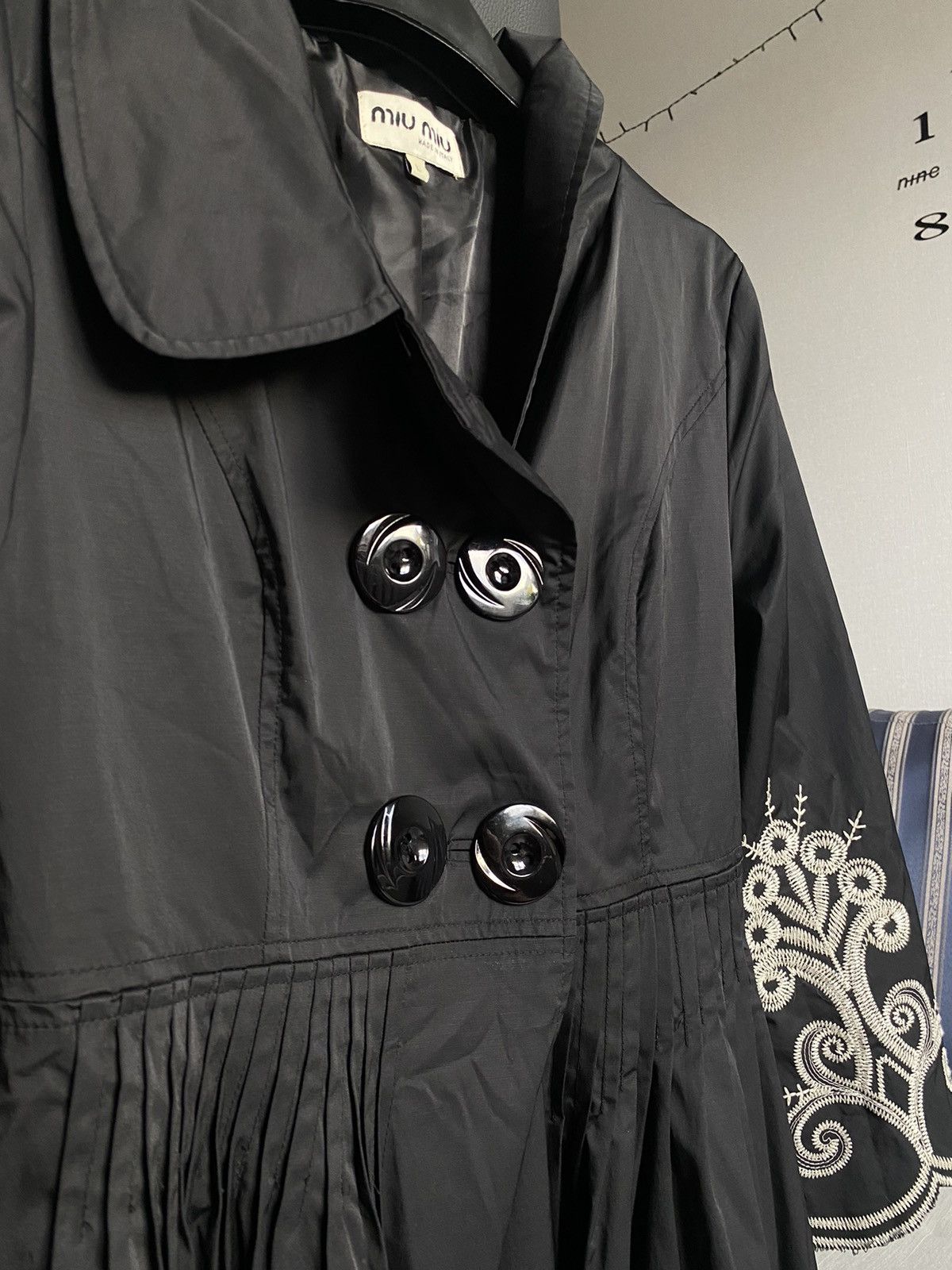 Miu Miu × Vintage Miu miu vintage 2000s trench coat jacket embroidered print Size L / US 10 / IT 46 - 8 Thumbnail