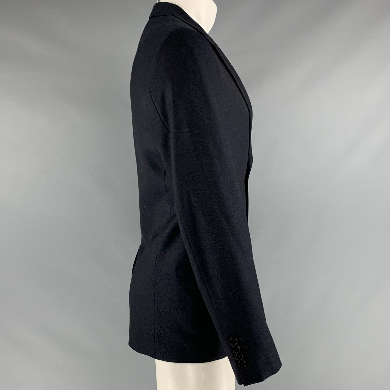 Sandro SANDRO Size 40 Navy Wool Notch Lapel Sport Coat Size 40R - 2 Thumbnail