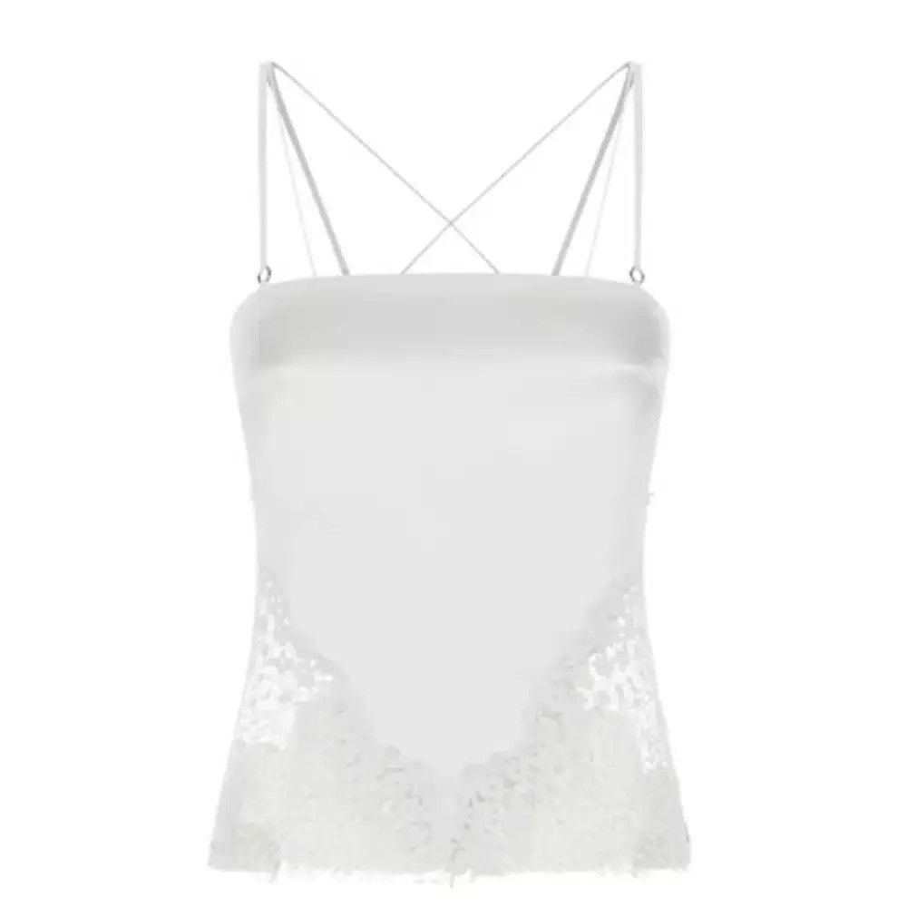 o1w1db10225 TS2044 Silk Lace Top in White