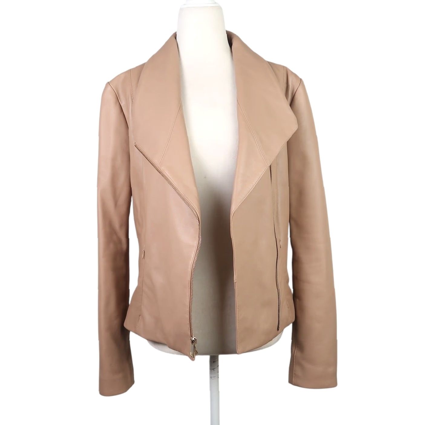 Vintage Wilsons Leather Moto Jacket Tan Leather Zip Front Small Womens Jacket Short Casual Fall Spring zip front moto jacket tan leather small womens Size S / US 4 / IT 40 - 5 Thumbnail