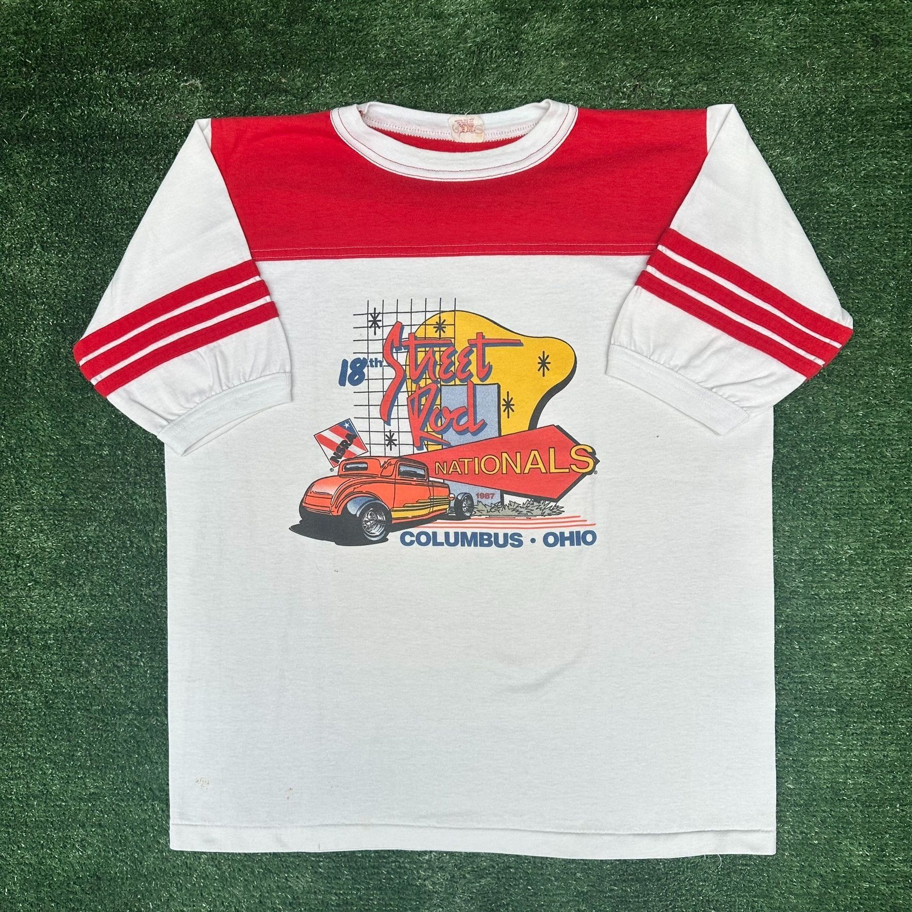 Vintage Vintage 80s NSRA Street Hot Rod Nationals 1987 Jersey T-Shir Size US L / EU 52-54 / 3 - 1 Thumbnail