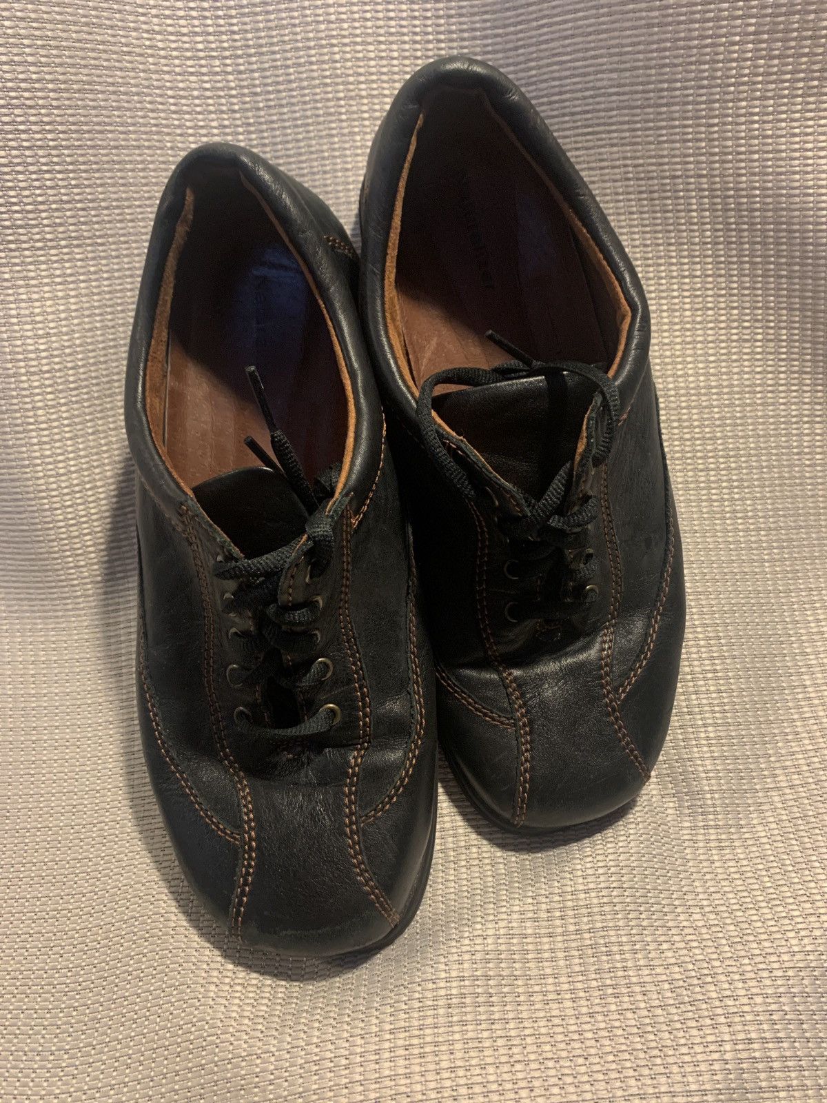 Naturalizer Naturalizer Leather 10WW Lace Flat Oxford black w BRN stitch Size US 10 / IT 40 - 8 Thumbnail