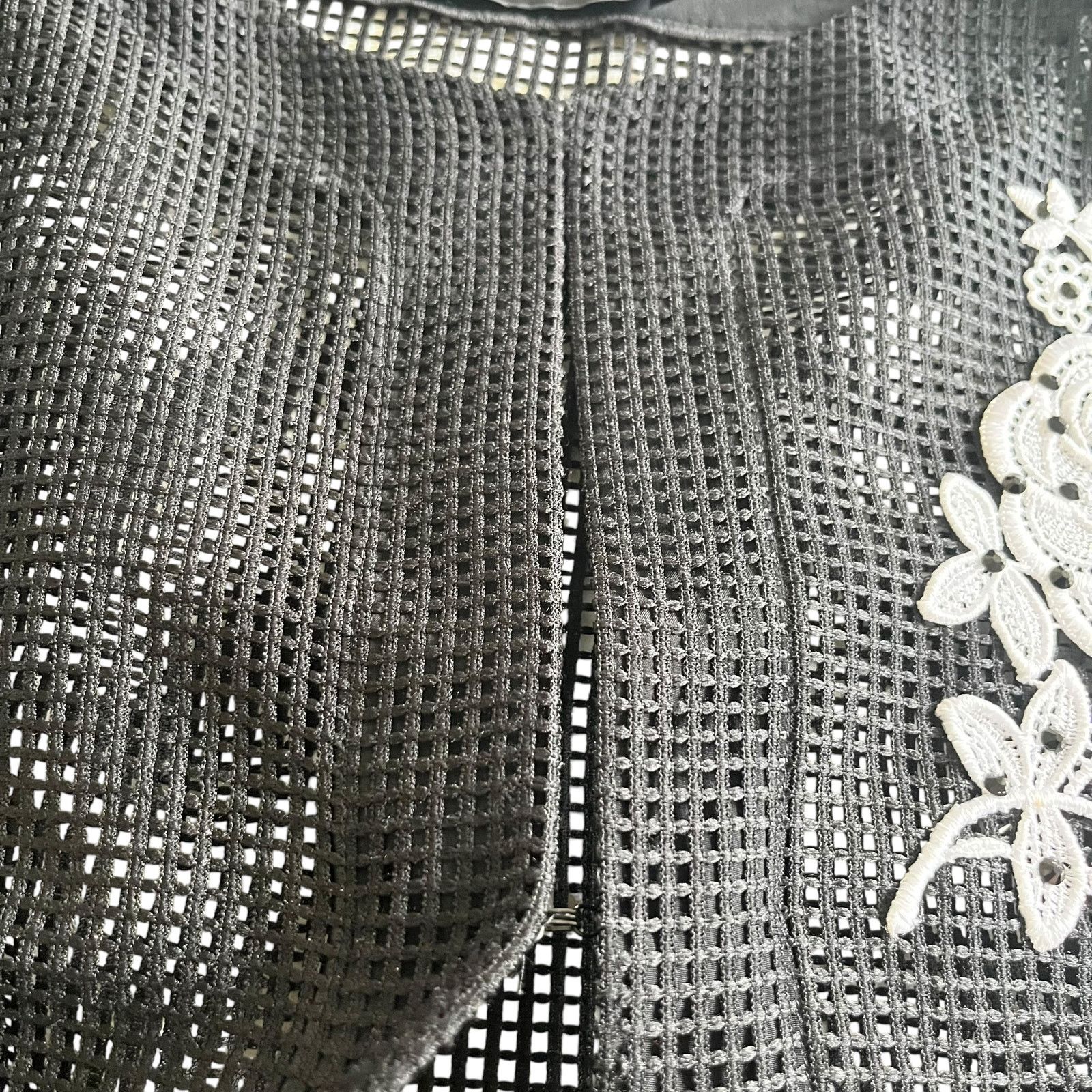 Other UK Maria Grazia Severi Black Mesh Embroidered Jacket Size XL / US 12-14 / IT 48-50 - 3 Thumbnail