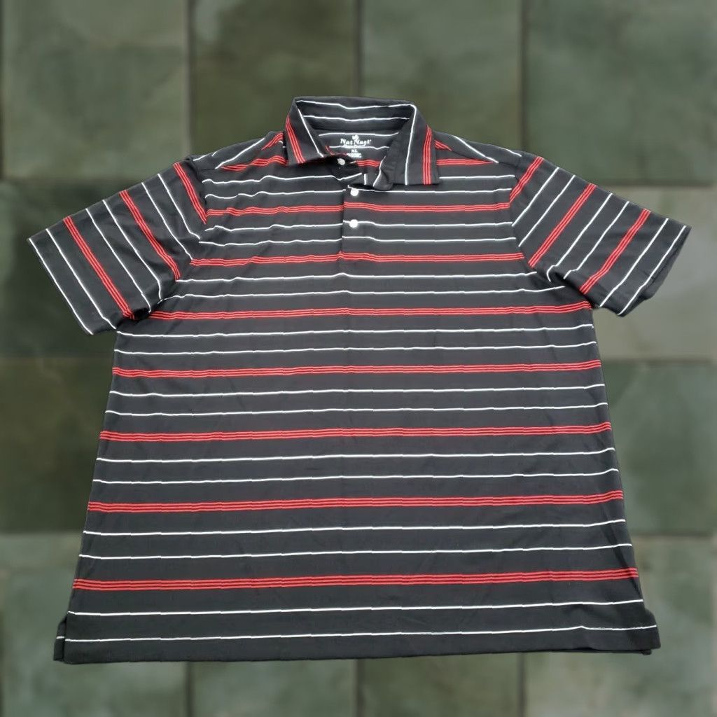 Nat Nast Nat Nast Mens Polo Shirt Extra Large Black Red Striped Short Sleeve Classic Soft Golf Tennis Size US XL / EU 56 / 4 - 1 Thumbnail
