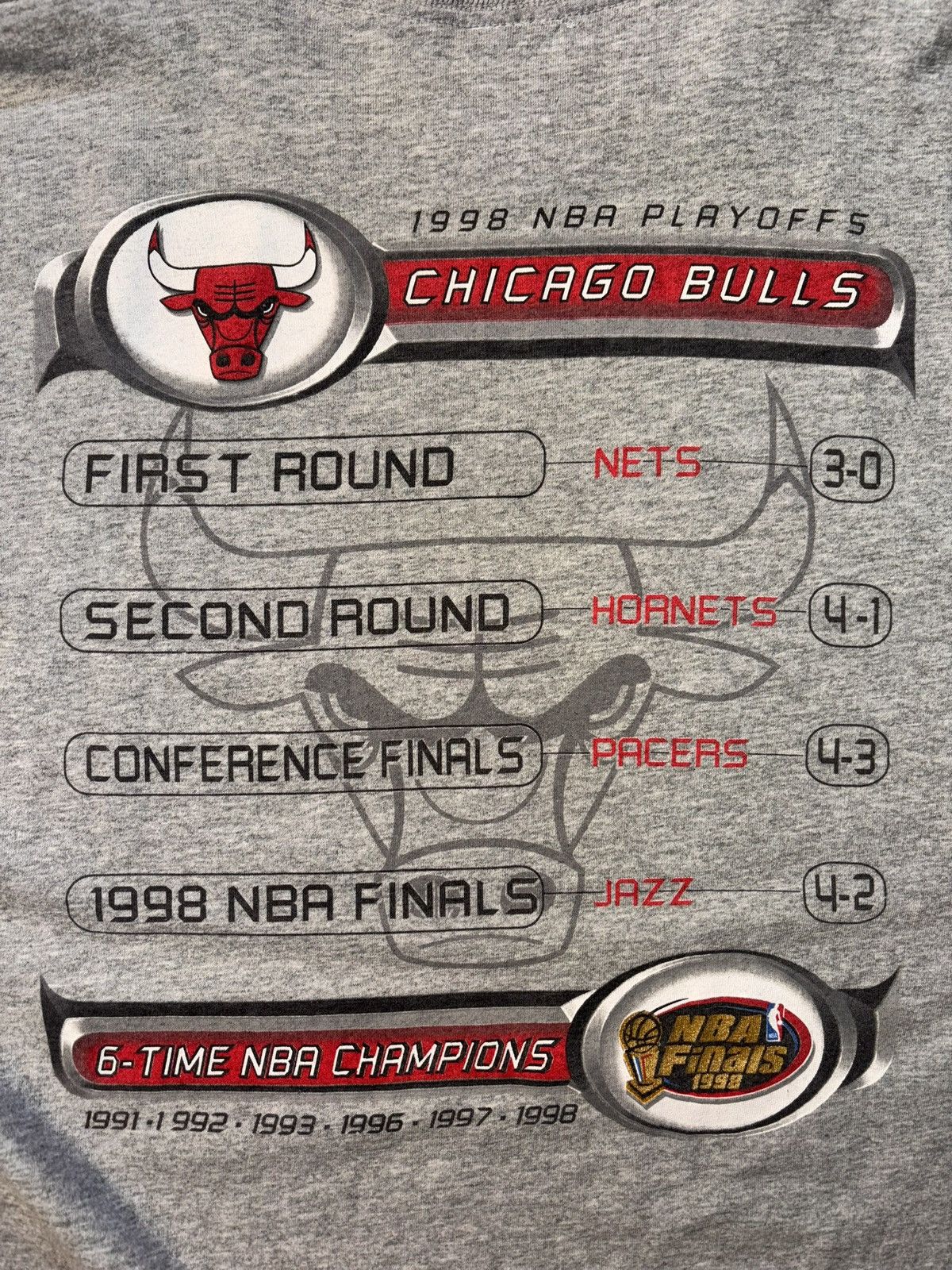 Pro Player Vtg Chicago Bulls 6 Time Champions NBA Finals 90s Pro Player Size US XXL / EU 58 / 5 - 7 Thumbnail