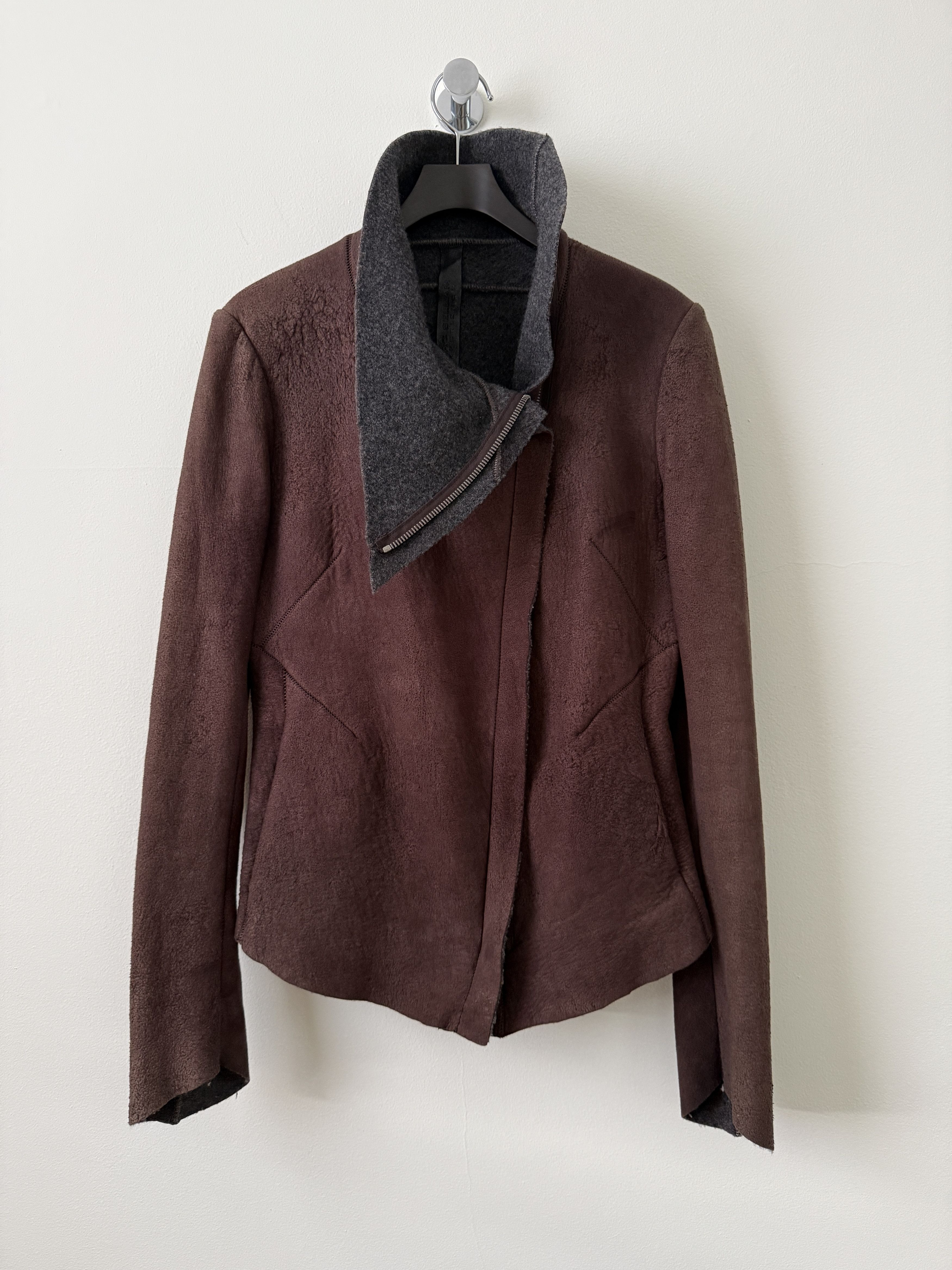 Isaac Sellam Experience Lambskin Leather Asymmetrical Wool Lined Jacket Size M / US 6-8 / IT 42-44 - 2 Thumbnail