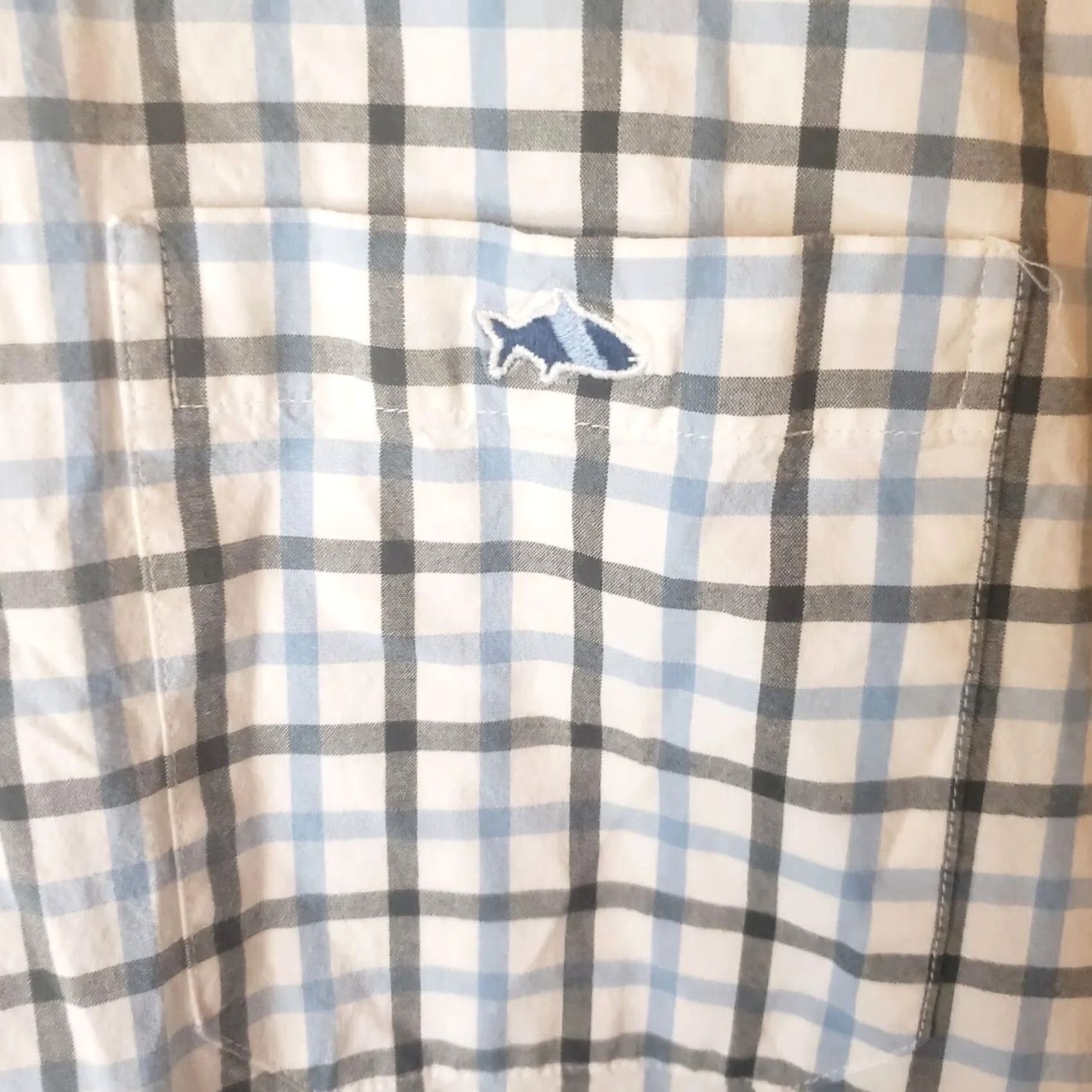 Logo 7 FISH HIPPIE Shirt S Blue Wht Plaid Long Sleeve Button Tailored Fit Fish Logo Mens Size US S / EU 44-46 / 1 - 4 Thumbnail