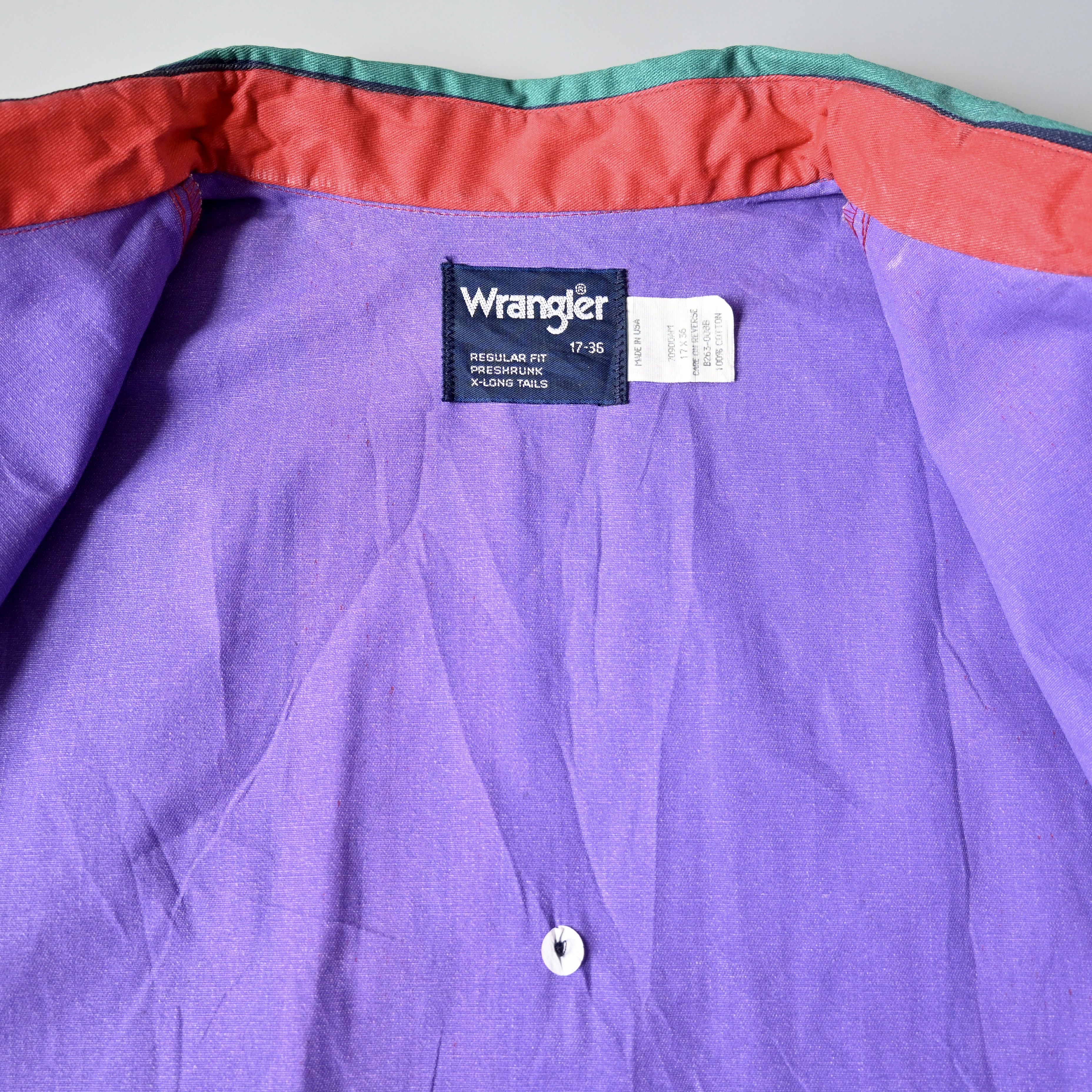 Vintage VTG 90s Wrangler Brushpopper cape shirt rainbow stripe 17.5 Size US XL / EU 56 / 4 - 17 Thumbnail
