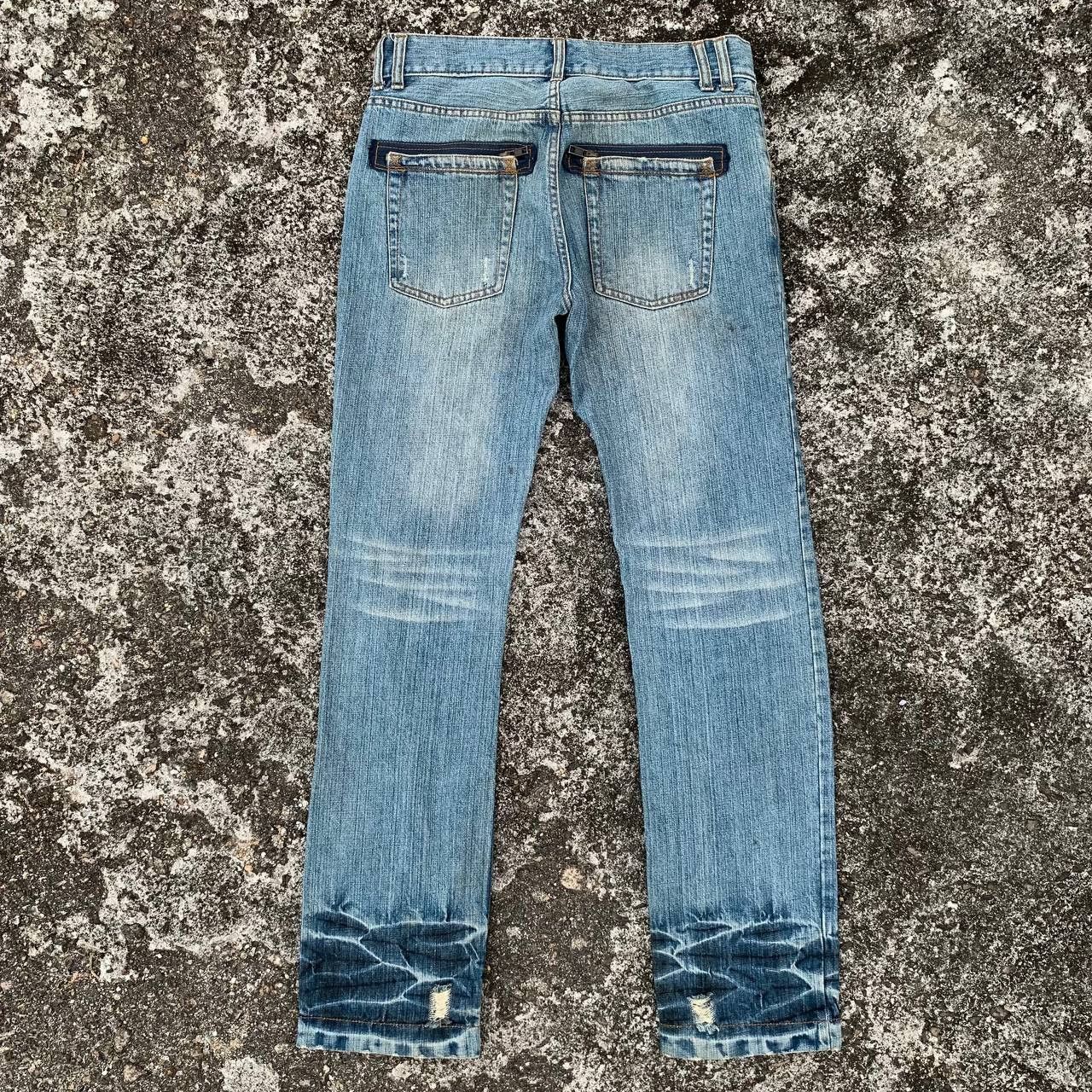 Japanese Brand Wooden Doll Ripped Jeans Light Blue Wash Denim Size US 34 / EU 50 - 2 Thumbnail