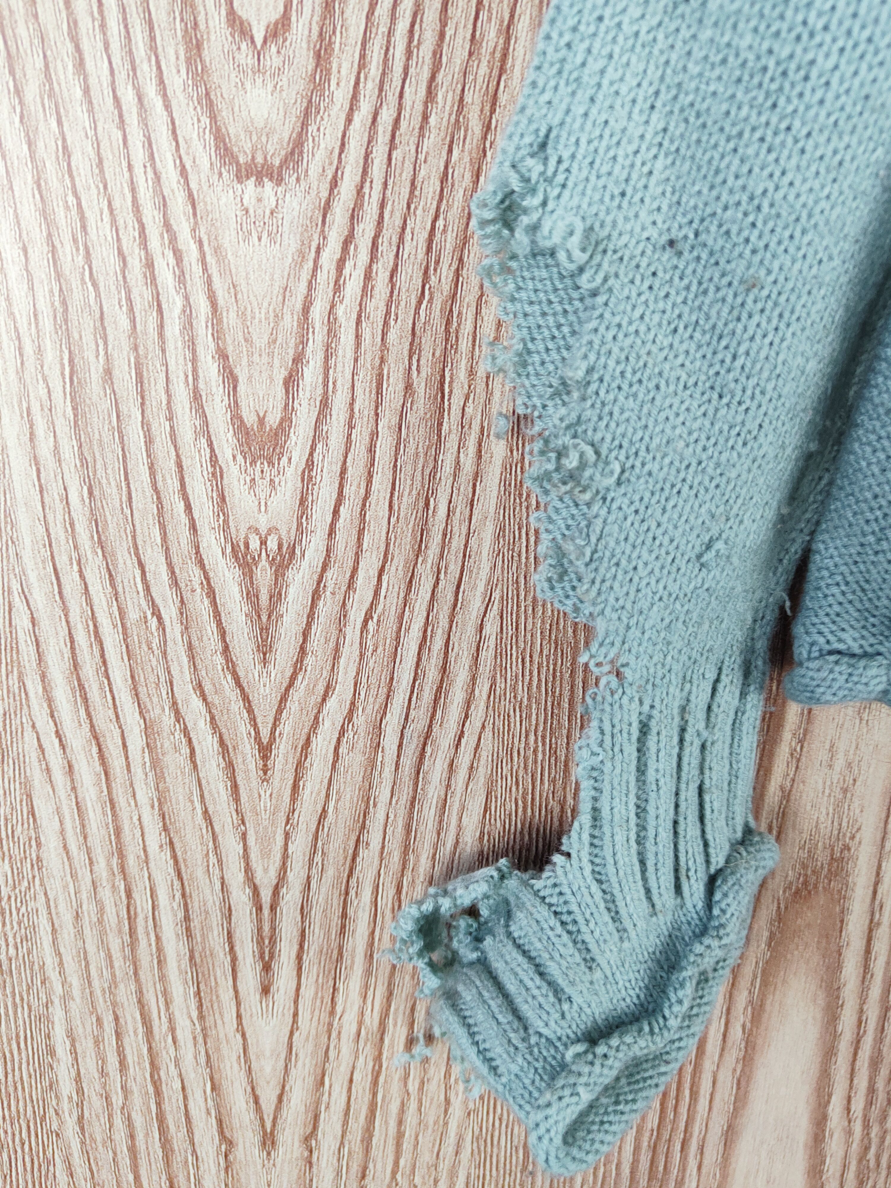 Japanese Brand × Vintage L& Beautiful Green Ripped Knitwear Cardigan #w875 Size M / US 6-8 / IT 42-44 - 12 Thumbnail