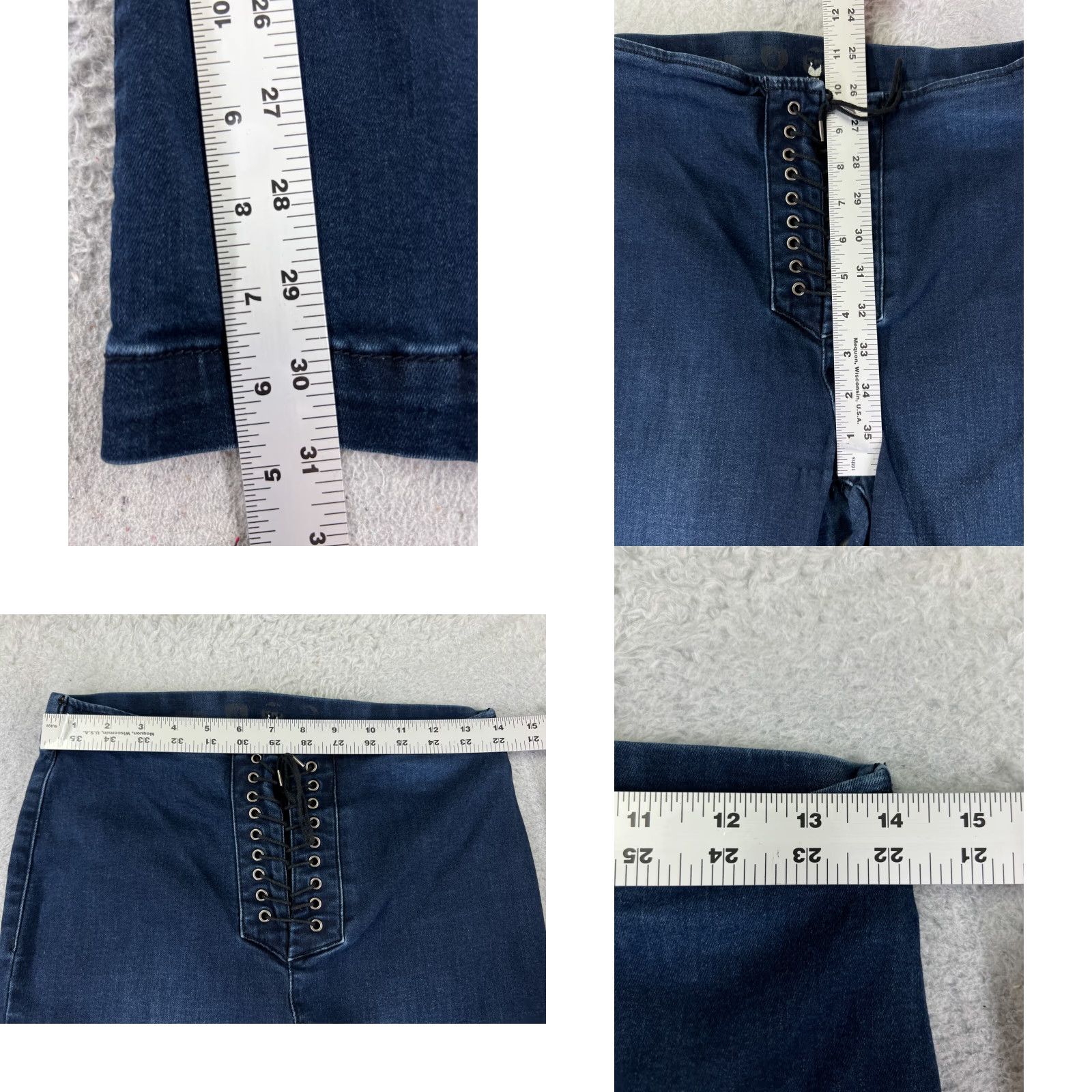 Vintage Peace Love World Jeans Womens 7 Blue Denim Flare Pullon Lace Up Cotton Jeans Size 28" / US 6 / IT 42 - 9 Thumbnail