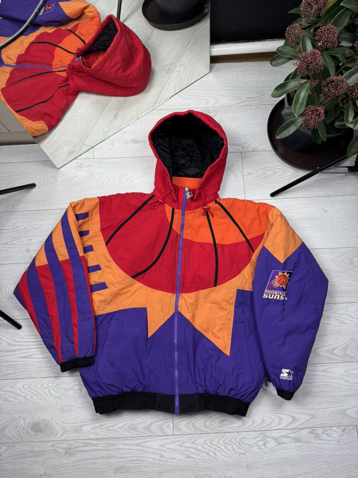 Rare Vintage Starter Phoenix Suns Color Block Full Zip Windbreaker Jacket store 90s L