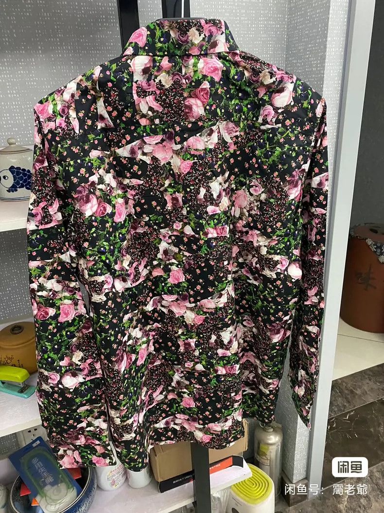 Givenchy Givenchy Size42 Men's Patchwork Floral Print Long Sleeve Sl Size US M / EU 48-50 / 2 - 2 Thumbnail