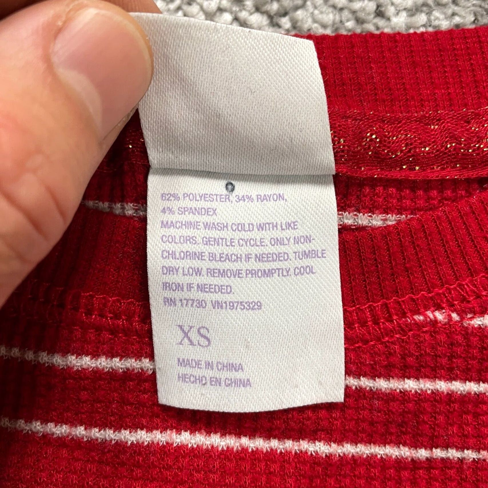 Vintage Stars Above Top Womens XS Red Striped Knit Long Sleeve Crew Neck Pajama Loung Size XS / US 0-2 / IT 36-38 - 5 Thumbnail