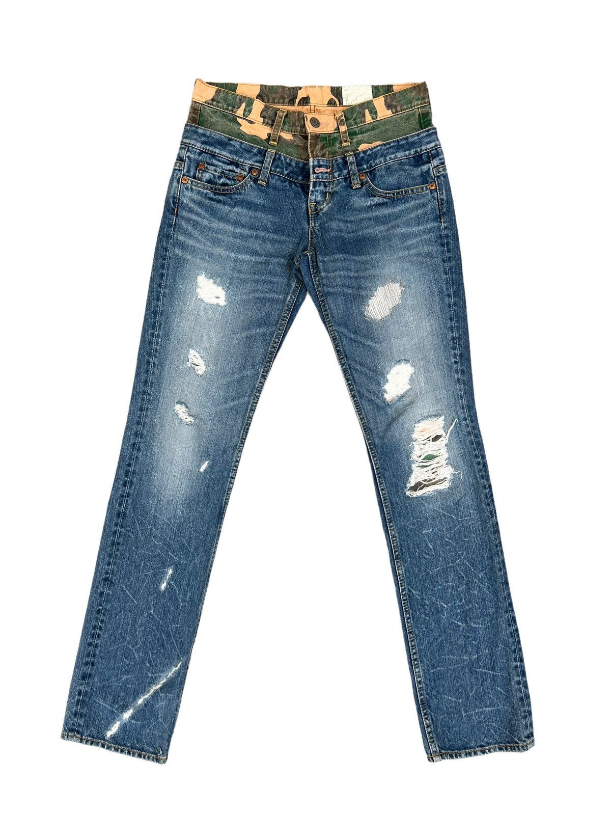 Vintage Antgauge Japan Double Waist Rips Distressed Denim Size US 29 - 1 Thumbnail