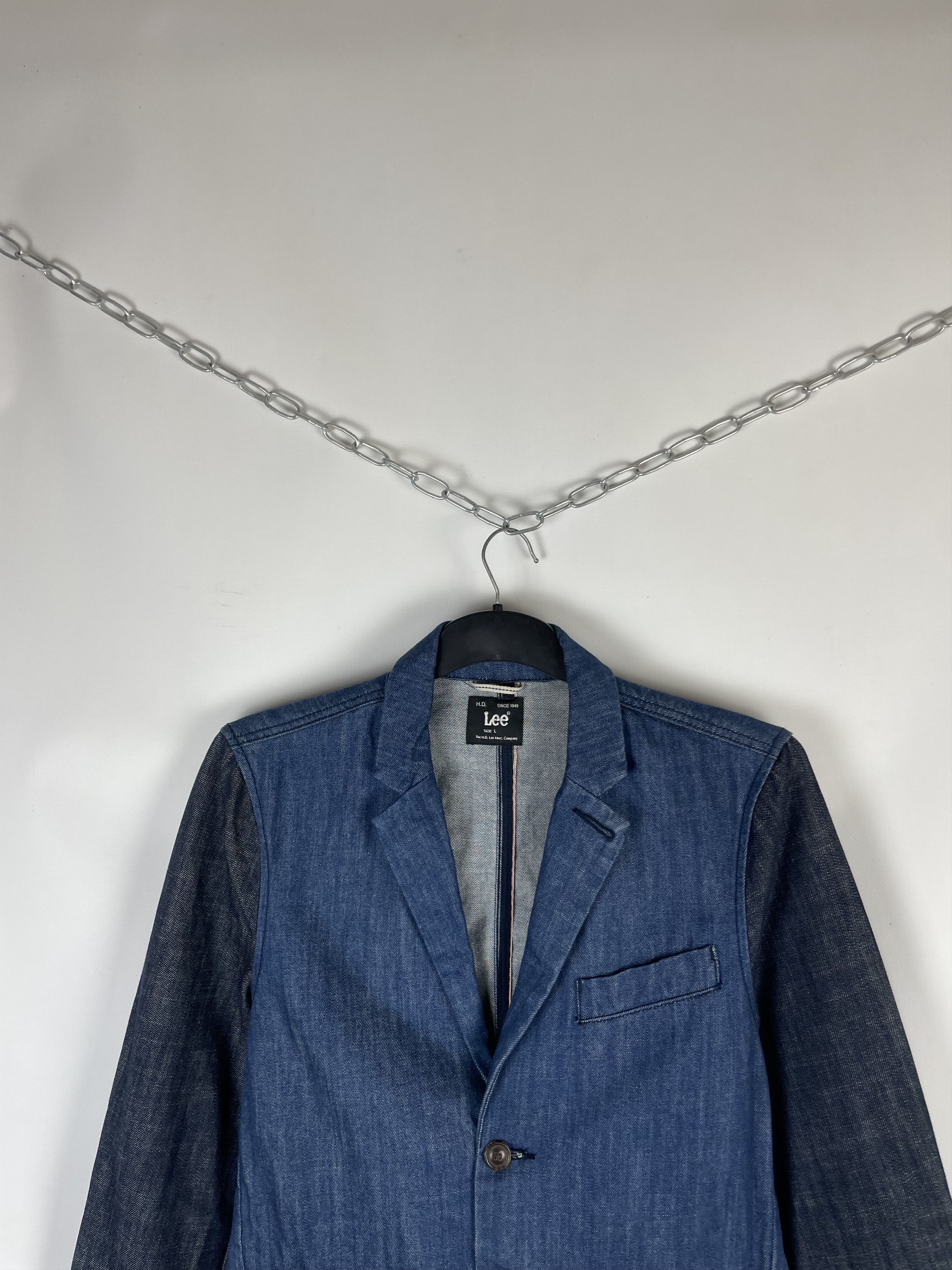 Lee × Vintage Vintage Lee Workers Denim Blazer Jacket Size 46L - 3 Thumbnail