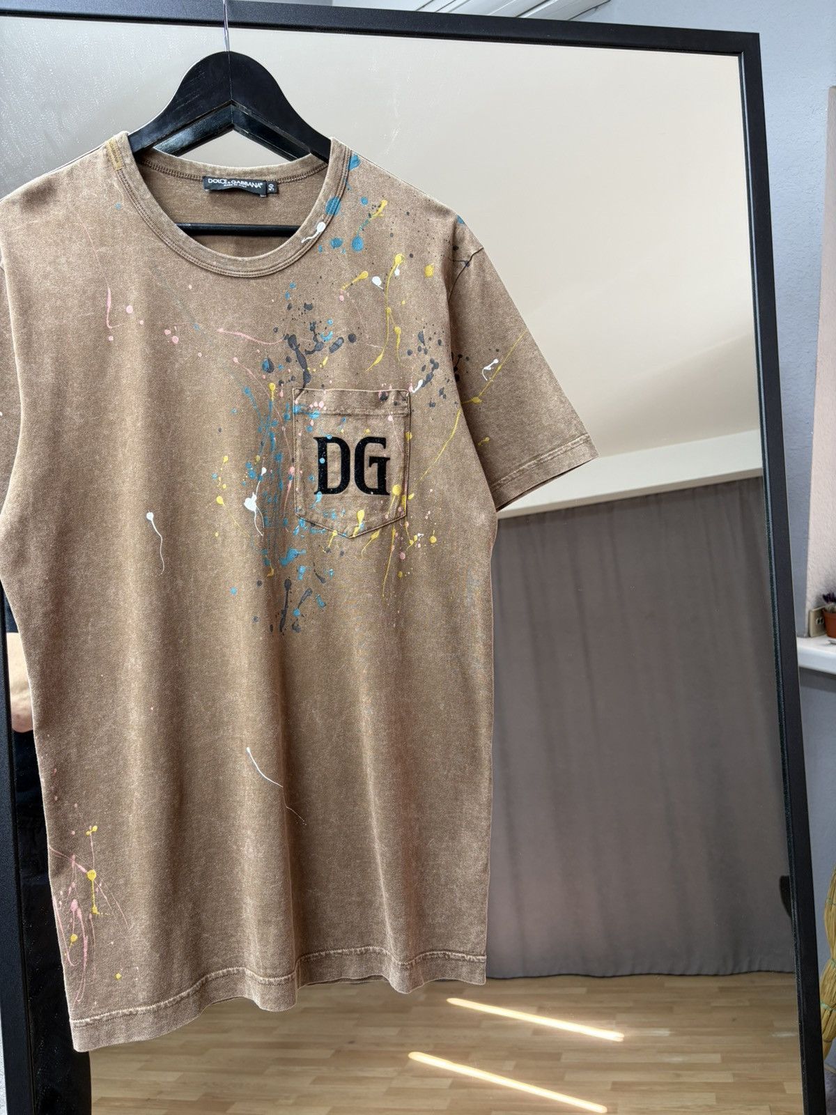 Vintage Dolce & Gabbana Paint Splatter Tee Brown DG Archive