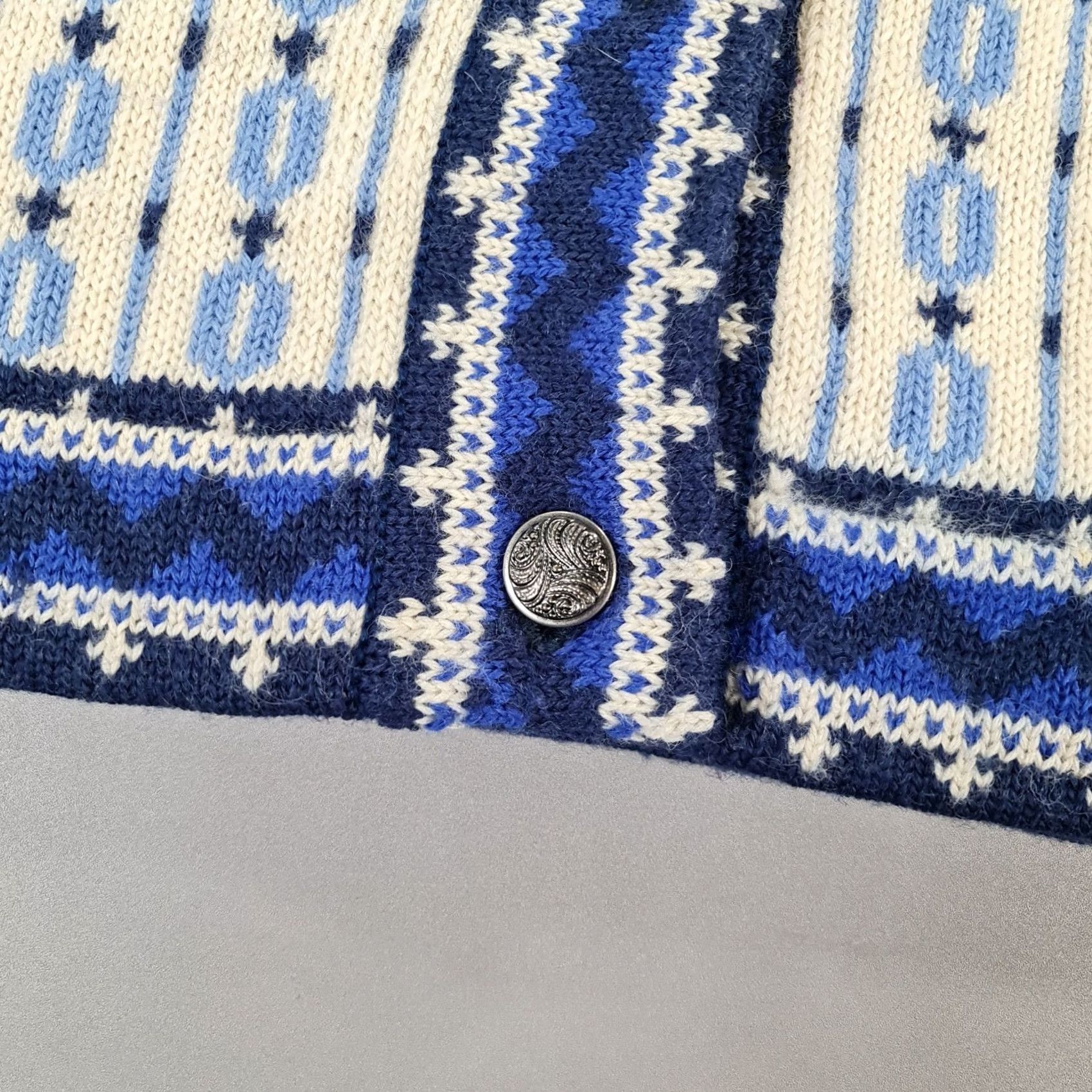 Vintage VINTAGE vrikke Cardigan Womens L Blue Kofte Wool Knit Norway Irene Haugland Zahl Size L / US 10 / IT 46 - 3 Thumbnail