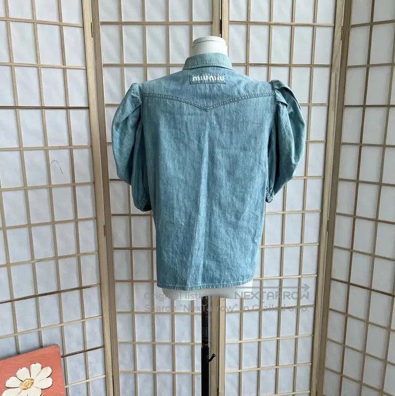 Miu Miu Miu Miu Light Blue Cotton Women's Tee . Size M / US 6-8 / IT 42-44 - 2 Thumbnail