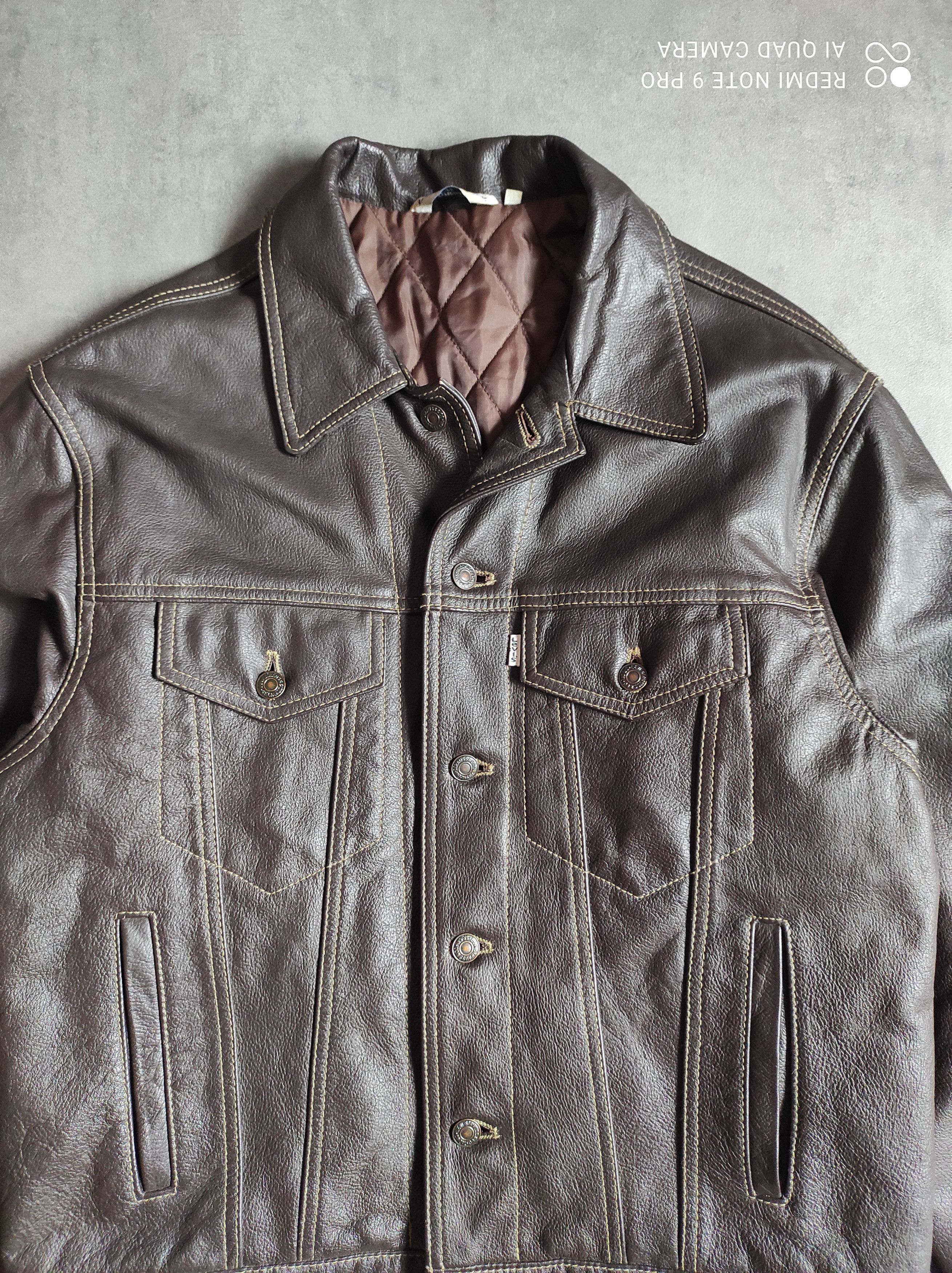 Levi's Vintage 80s Levi’s Leather Brown Trucker Jacket White Tab Size US M / EU 48-50 / 2 - 2 Thumbnail