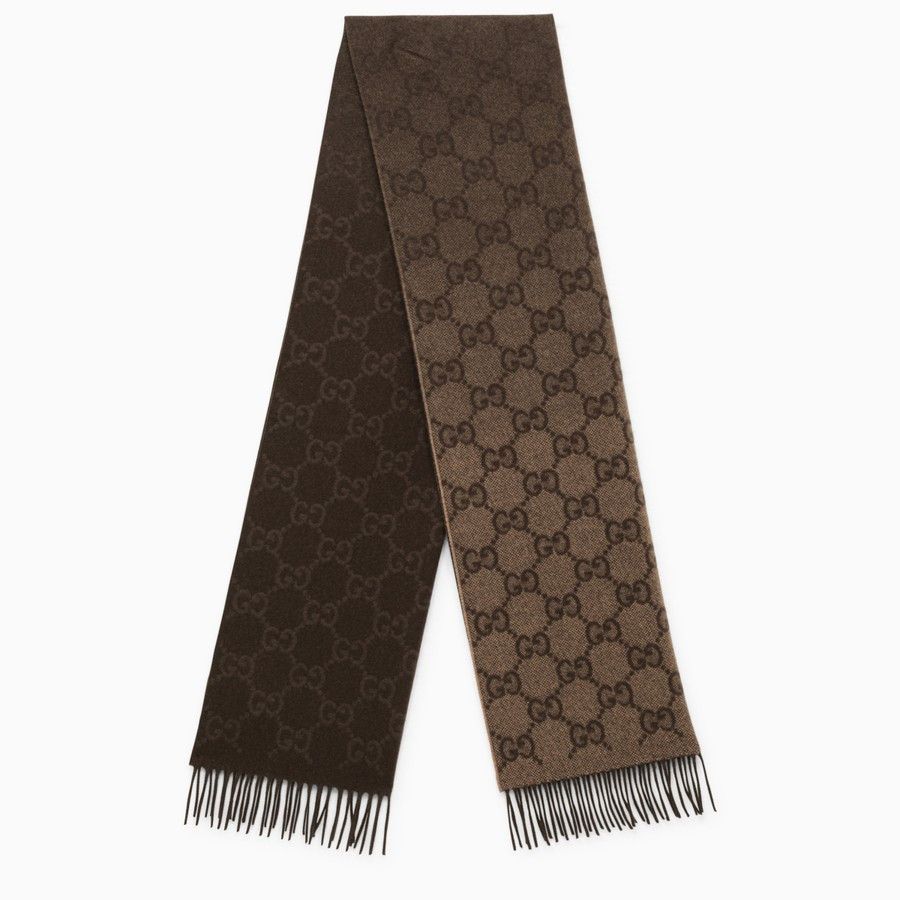 Gucci o1d2blof0824 Size: OS / Cashmere Scarf With Logo in Brown Size ONE SIZE - 1 Thumbnail