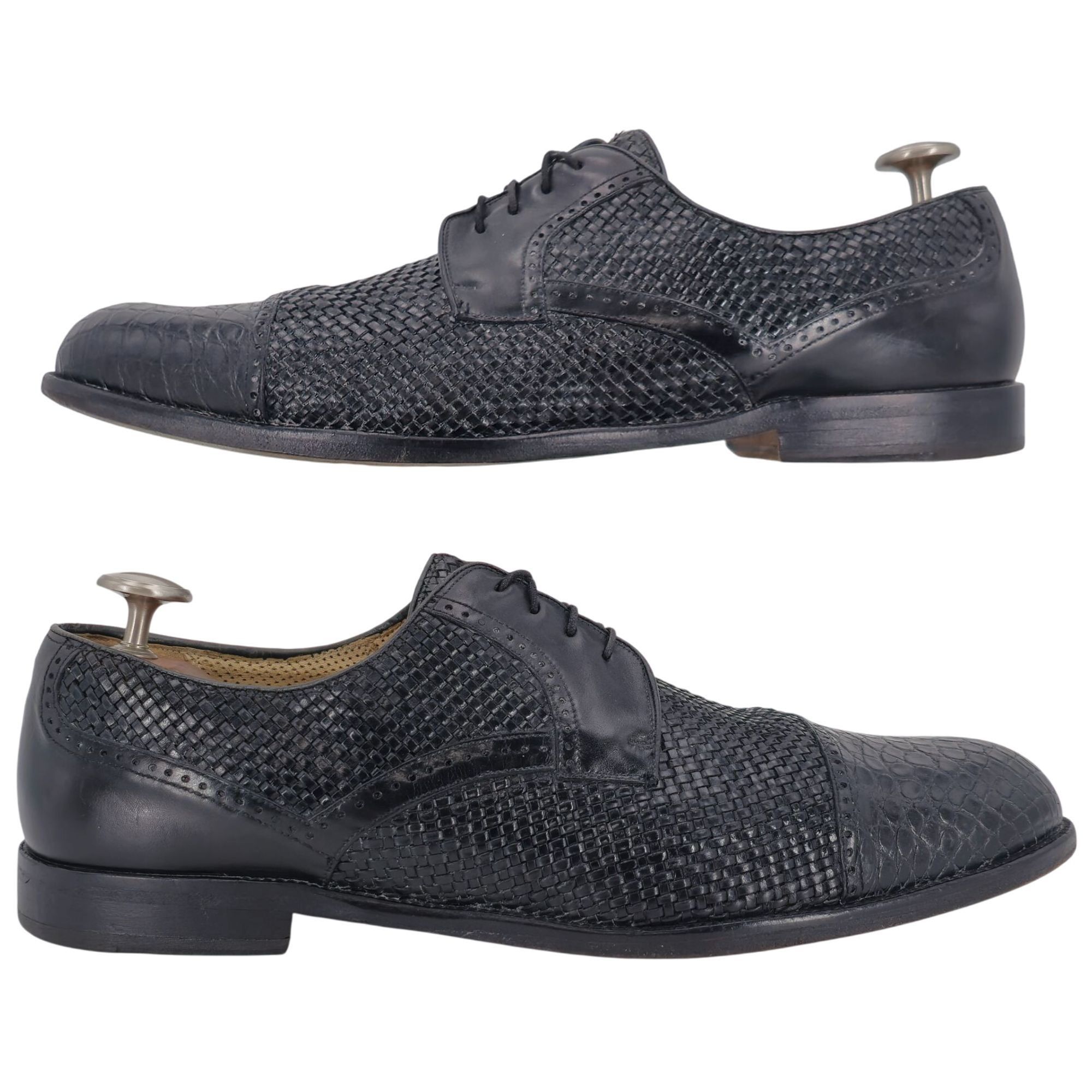 Mezlan Vintage Mezlan Mens 15M Black Exotic Crocodile Woven Leather Size US 15 / EU 48 - 4 Thumbnail