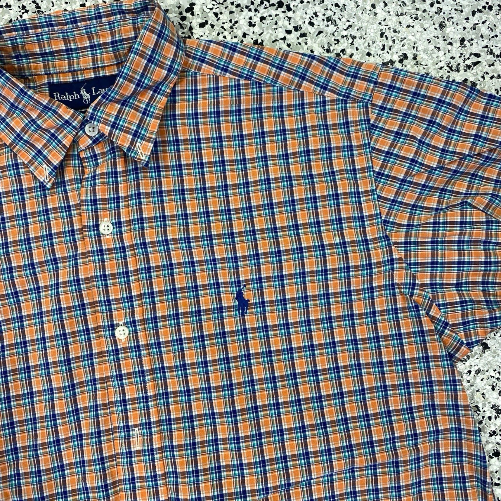 Polo Ralph Lauren VINTAGE Polo Ralph Lauren Mens Shirt Button-Down Plaid Orange & Blue M Size US M / EU 48-50 / 2 - 2 Thumbnail