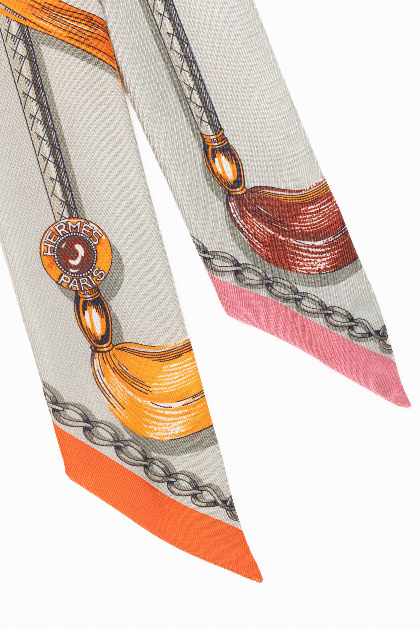 Hermes Hermes Cavalcades Gris Perle Multicolor Printed Silk Twilly Size ONE SIZE - 2 Thumbnail