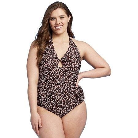Other Leopard Print Halter One-Piece Swimsuit Size 24W By Kona Sol Size 4XL / US 24-26 - 1 Thumbnail
