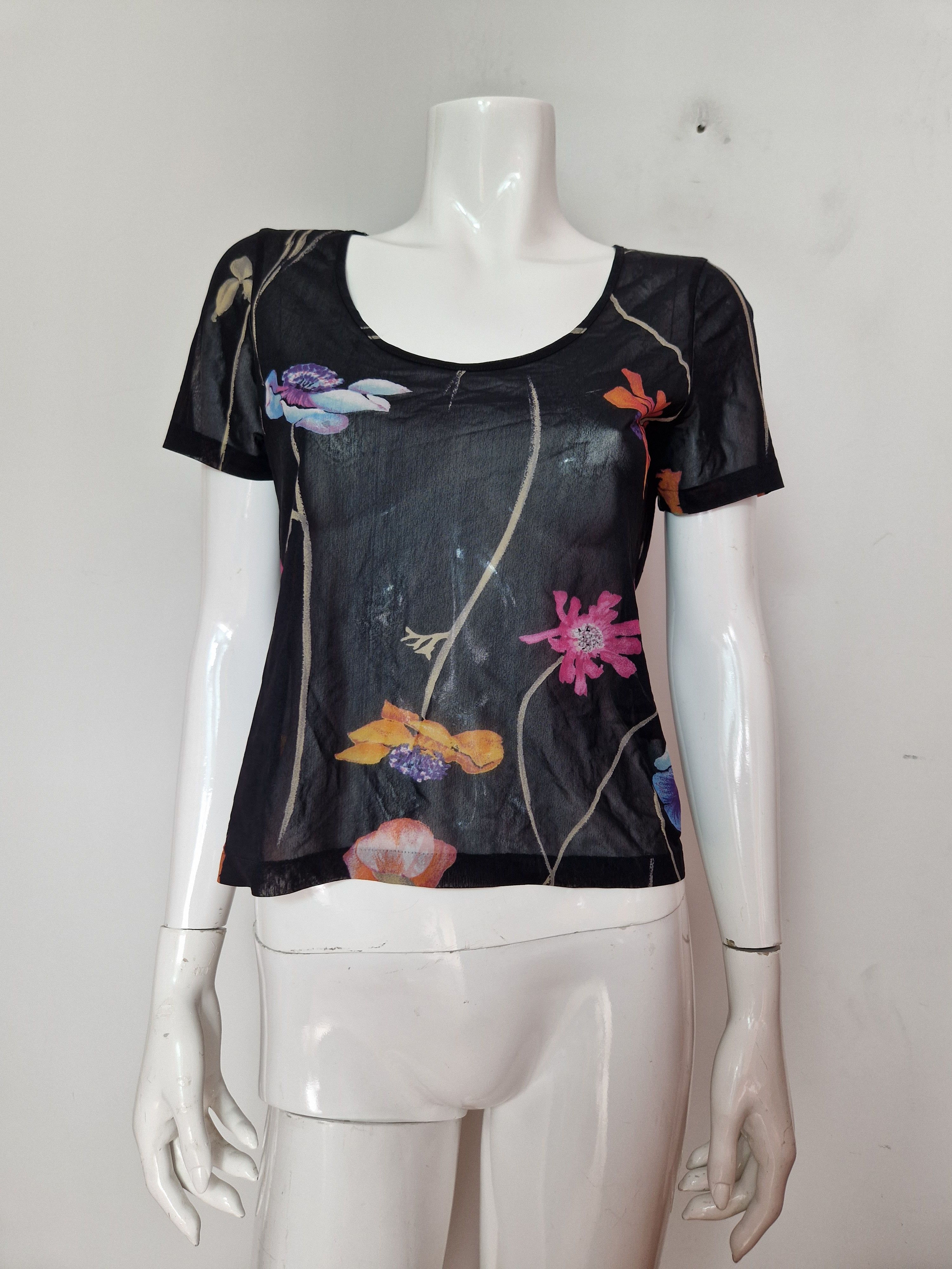 Kenzo × Vintage Kenzo floral transparent mesh top gaultier y2k avant garde Size M / US 6-8 / IT 42-44 - 2 Thumbnail