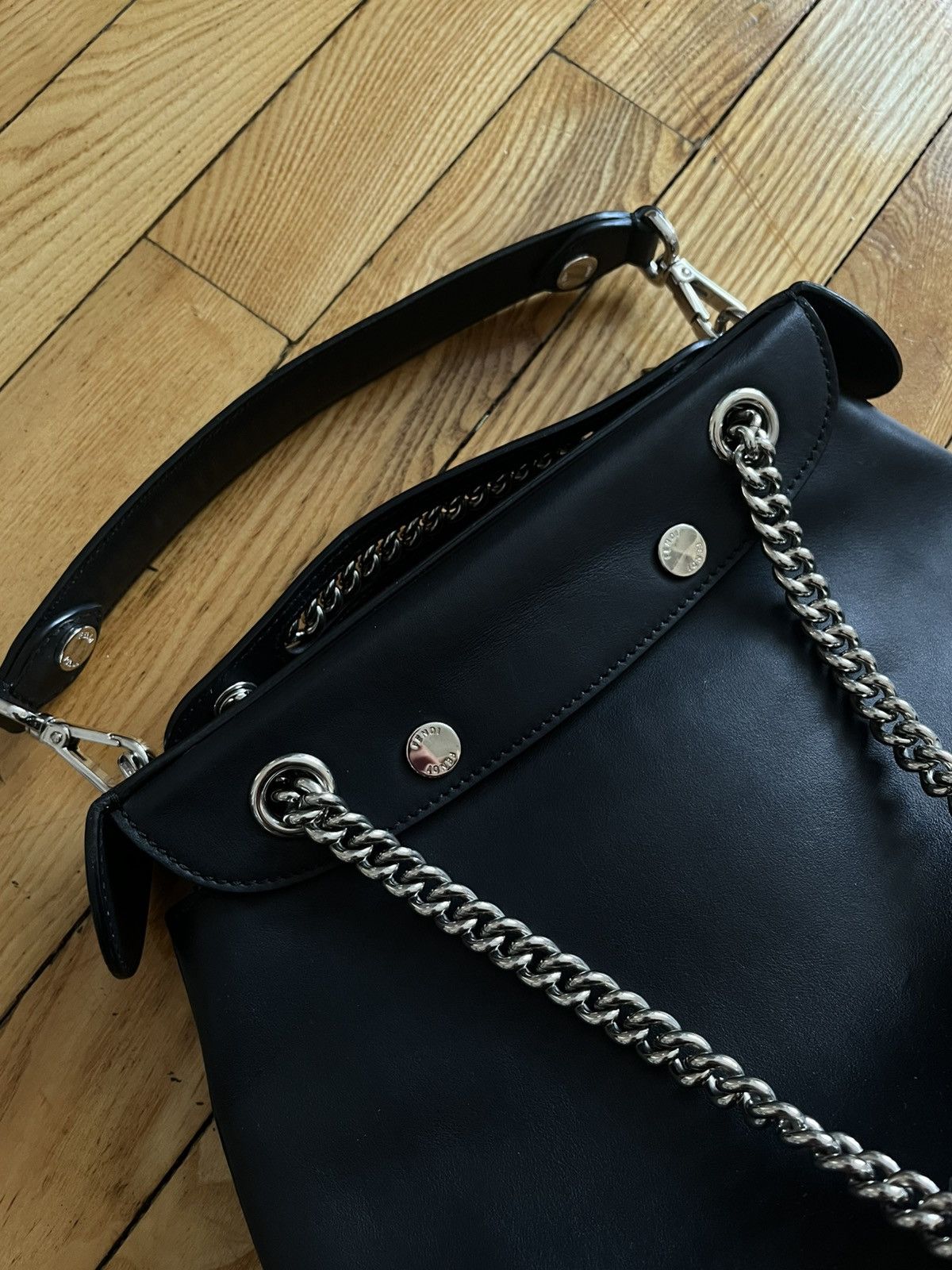 Fendi Fendi Roma Black Leather Convertible Bag / Backpack 2-Way Size ONE SIZE - 7 Thumbnail