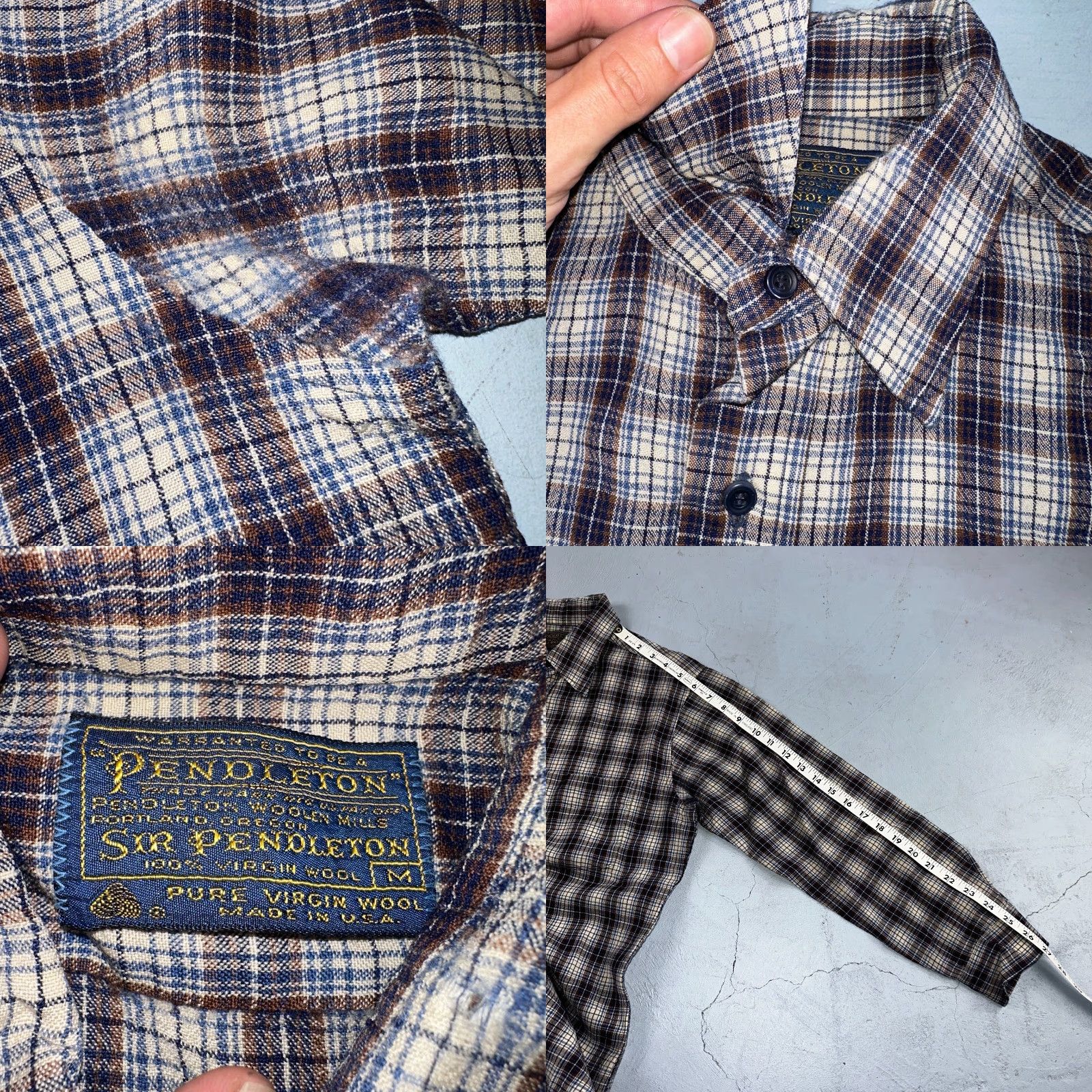 Pendleton VINTAGE Pendleton Shirt Mens M Wool Plaid Flannel USA Button 1970s 70s Brown Size US M / EU 48-50 / 2 - 8 Thumbnail