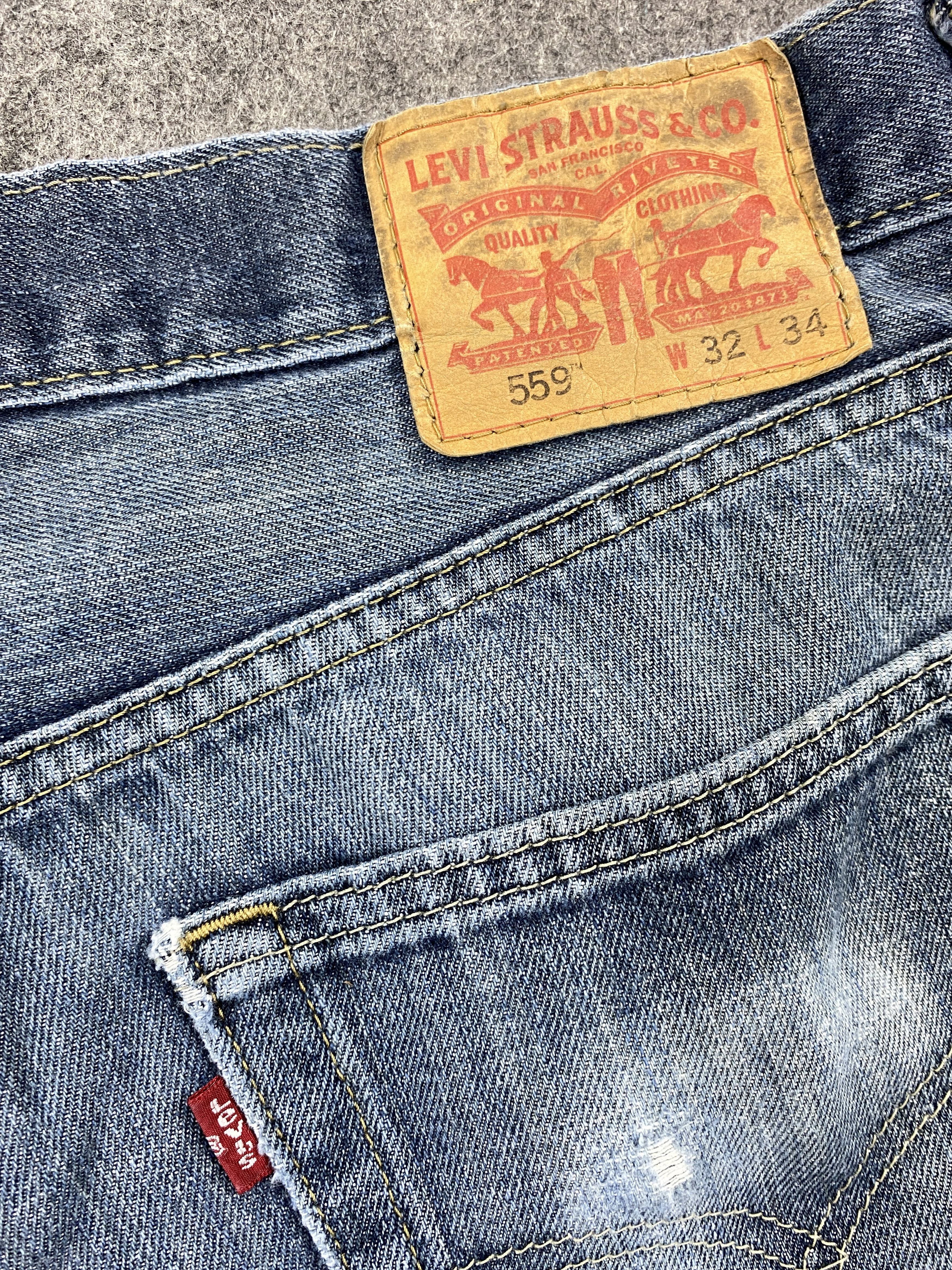 Japanese Brand Faded Blue Levi's 559 Jeans 33x33.5 Denim -JN1408 Size US 33 - 10 Thumbnail