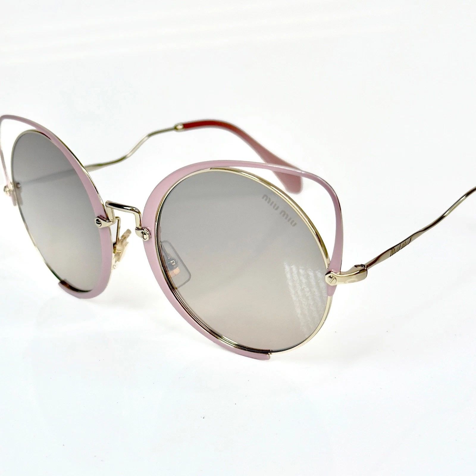 Miu Miu MIU MIU 51T MU51TS SQENIQUE Enamel Pink Mirror Sunglasses Size ONE SIZE - 4 Thumbnail