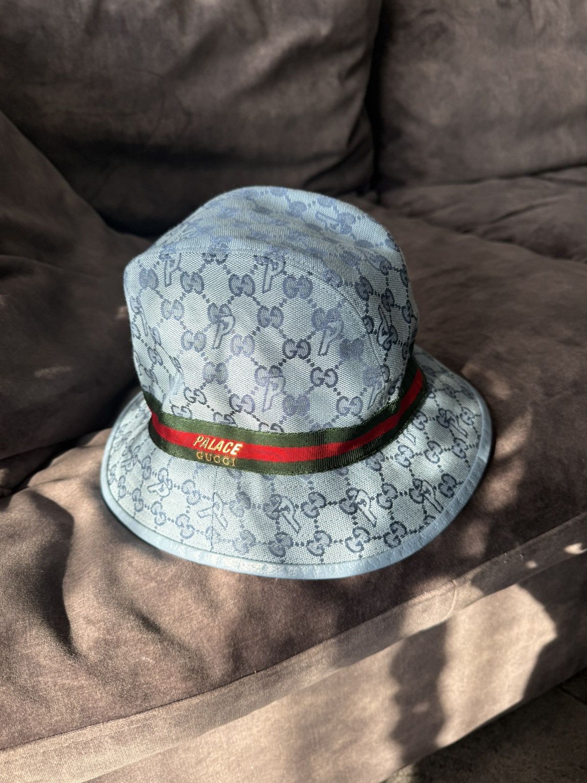 Gucci × Palace Palace x Gucci GG-P Monogram Bucket Hat Blue Size ONE SIZE - 2 Thumbnail
