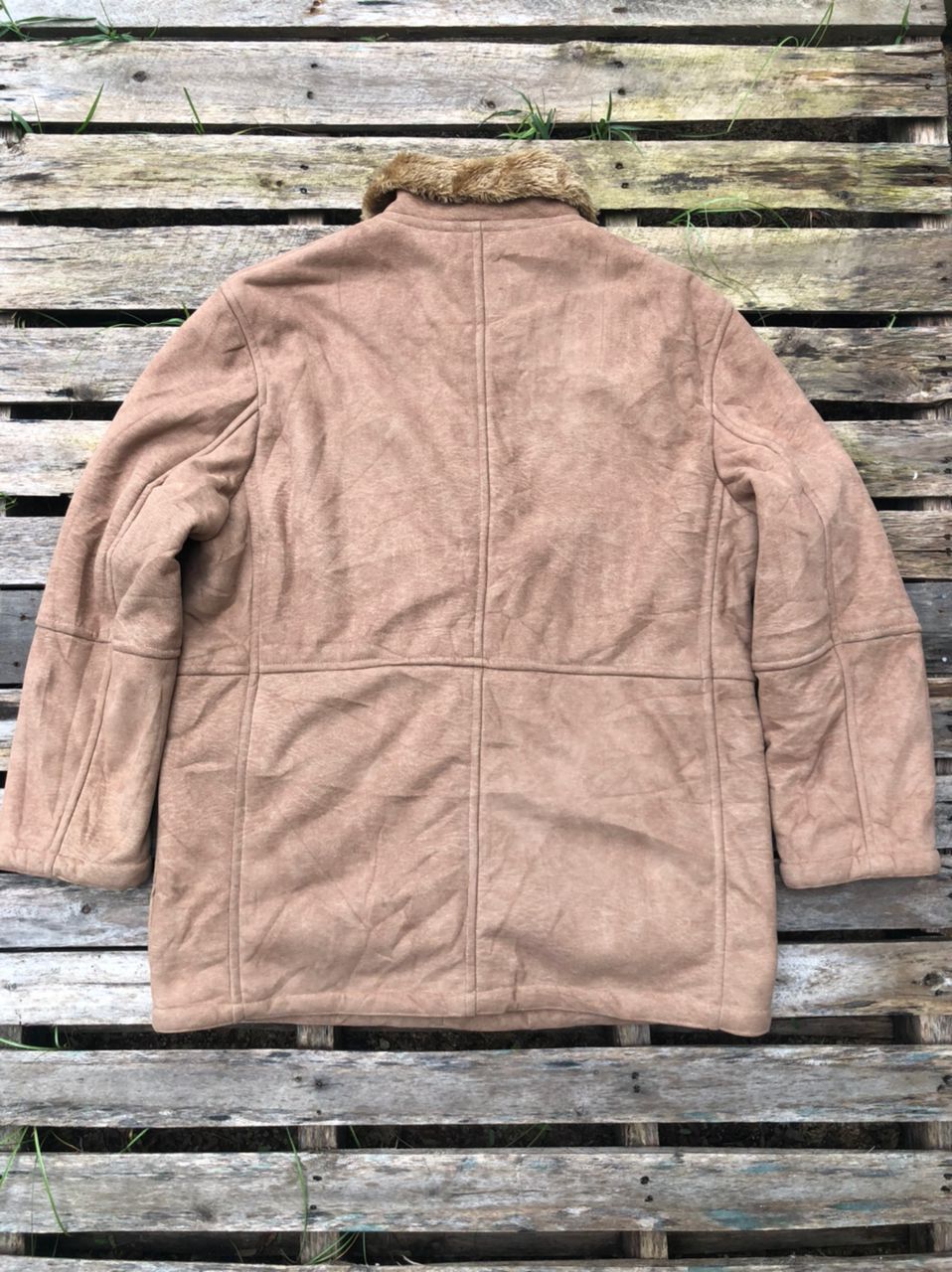 Japanese Brand × Vintage Vintage British Khaki NY Faux Fur Leather Jacket Size US L / EU 52-54 / 3 - 3 Thumbnail