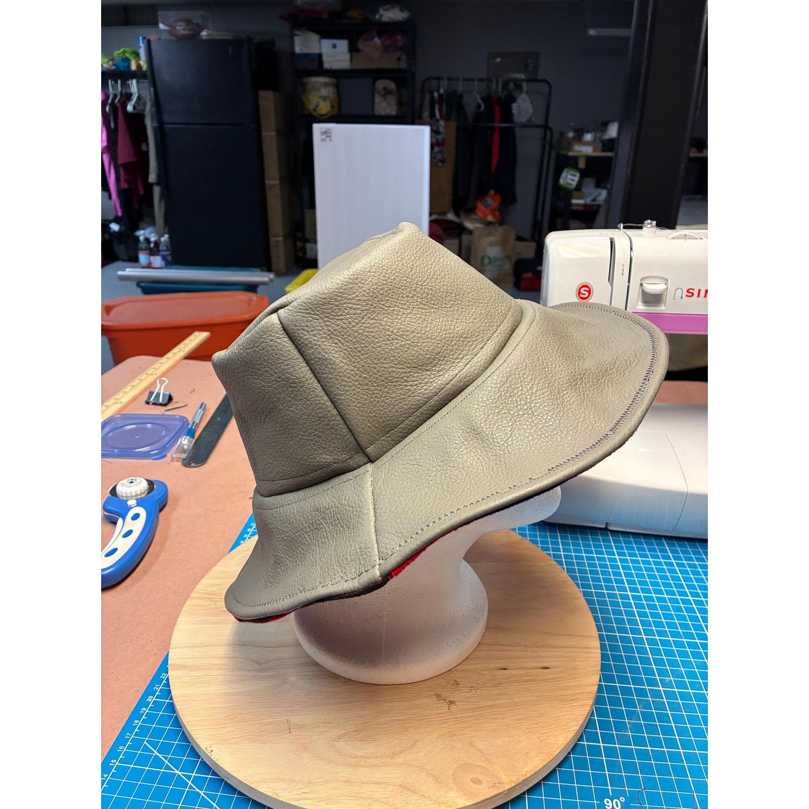 Other The Gray — Upcycled Top Grain Leather Bucket Hat, Large 23" Size ONE SIZE - 6 Thumbnail
