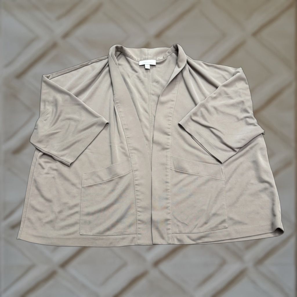 Vintage Pure Jill Cardigan Womens XL Open Front Dolman Short Sleeve Taupe Brown Knit All Seasons Casual Travel Mens? Size XL / US 12-14 / IT 48-50 - 1 Thumbnail