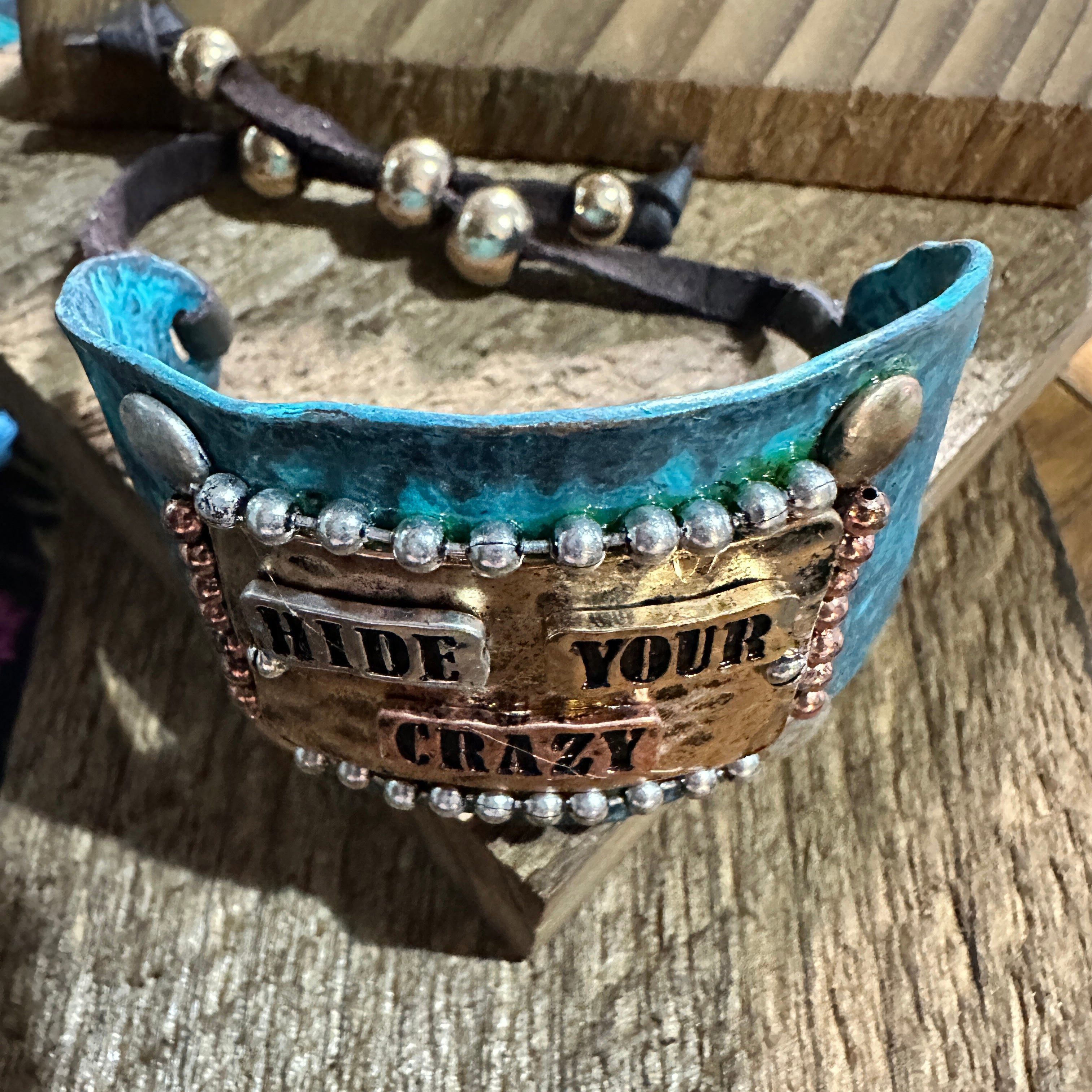 Other Hide Your Crazy Patina Western Bracelet Cuff with Adjustable Size ONE SIZE - 2 Thumbnail